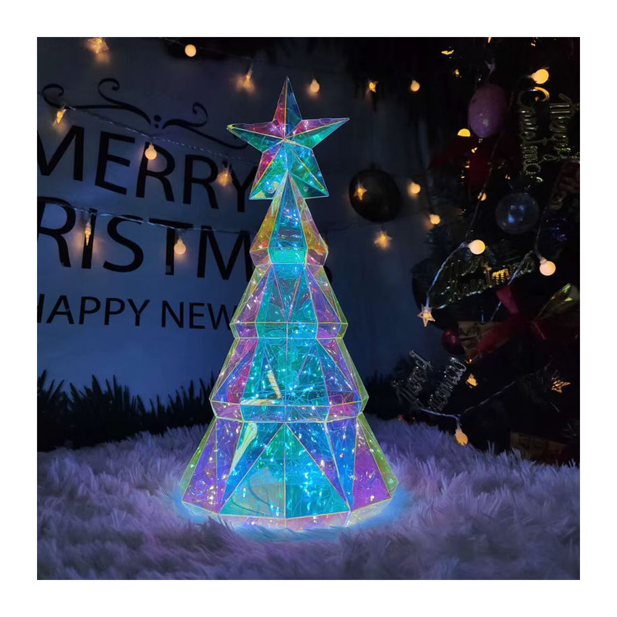 Buntes Weihnachts-Nachtlicht aus Kunststoff mit Elch, Weihnachtsmann, Schneemann und Weihnachtsbaum als Geschenk für Kinder - Bild 2