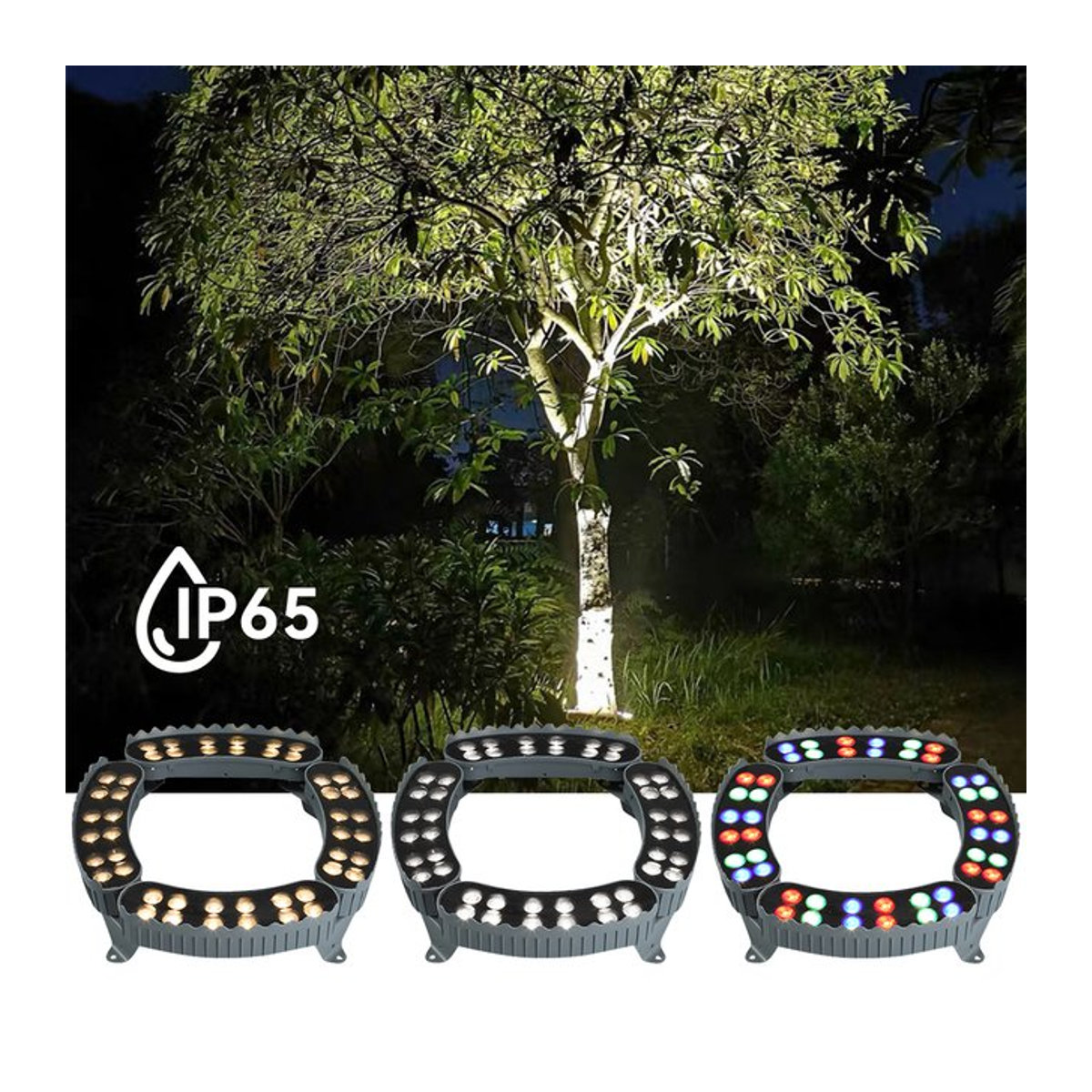 Burhui 4er Set LED Gartenbaum Umarmungslichter mit Nachtprojektion, Bunte Außenlandschaftslampe aus Aluminium, IP65 wasserdicht für Garten, Park und Hof - Bild 1