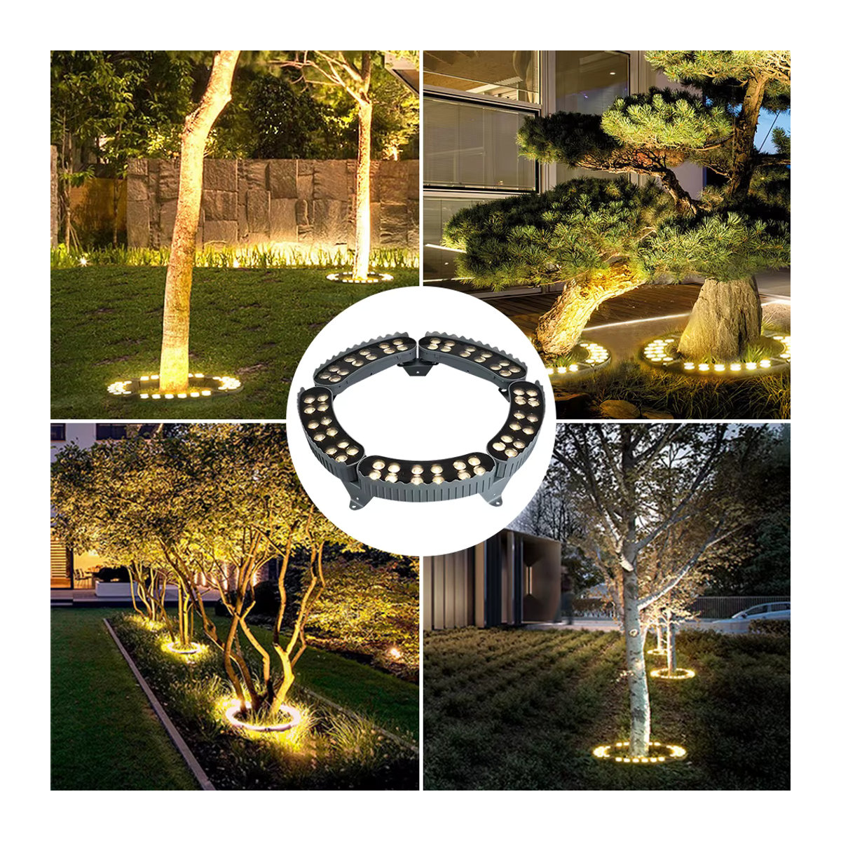 Burhui 4er Set LED Gartenbaum Umarmungslichter mit Nachtprojektion, Bunte Außenlandschaftslampe aus Aluminium, IP65 wasserdicht für Garten, Park und Hof - Bild 2
