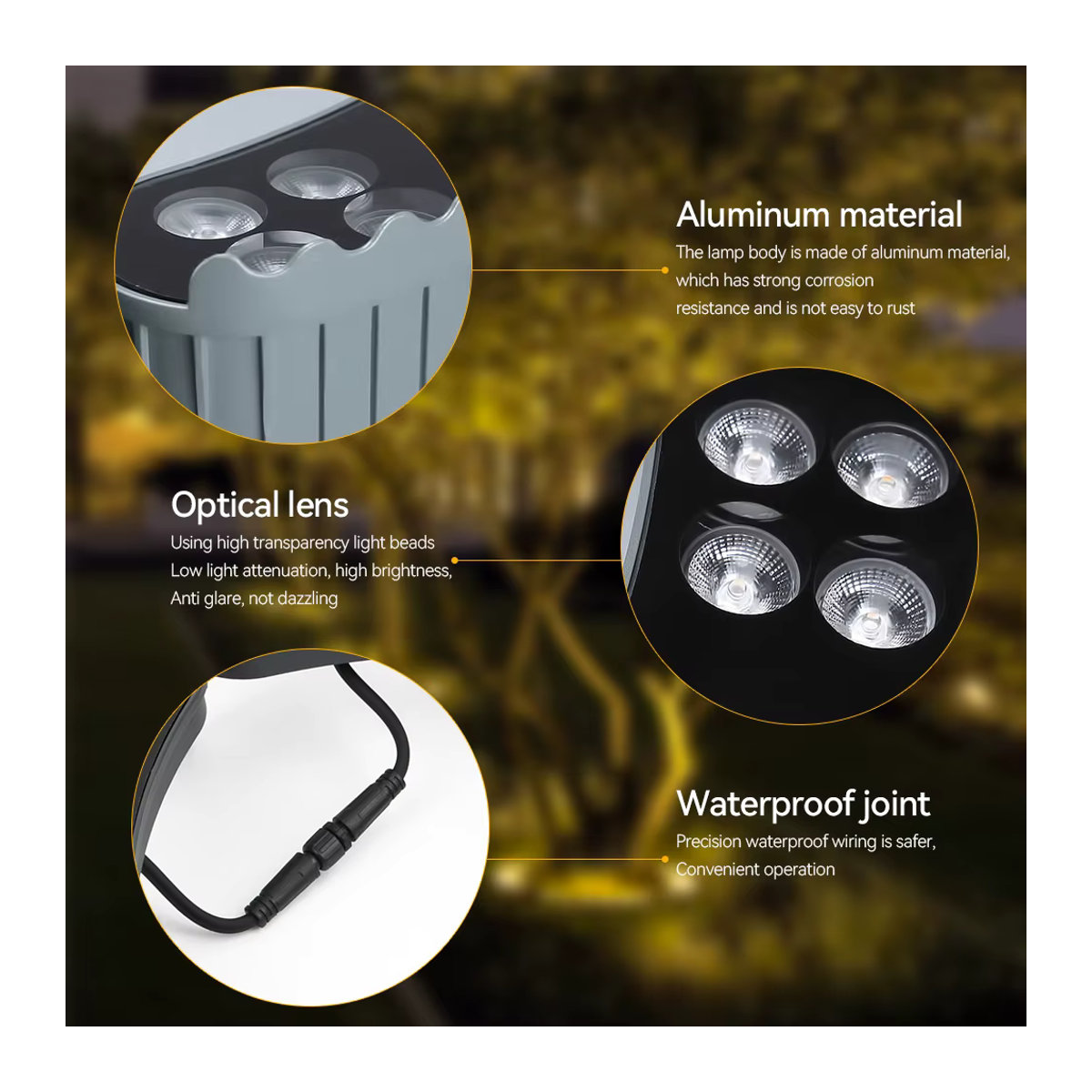 Burhui LED Außenstrahler IP65 Wasserdicht Aluminium Gartenlampe für Nachtprojektion in Weiß oder Schwarz - Bild 3