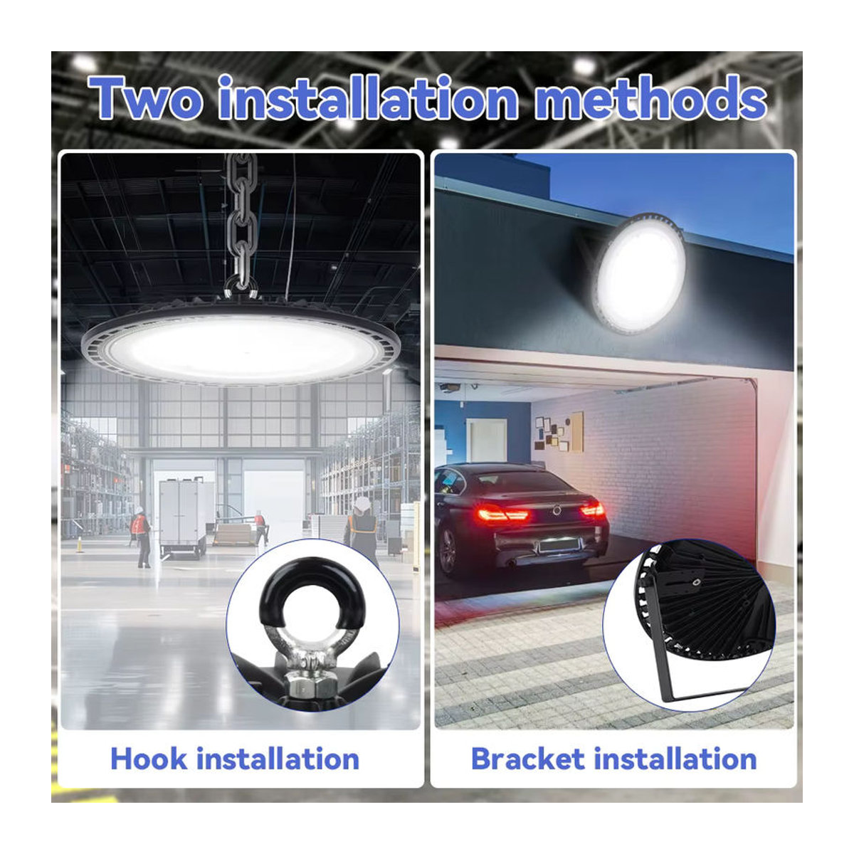 Burhui LED Industriebeleuchtung UFO High Bay Shop Light 200W Schwarz aus Aluminium - Bild 4