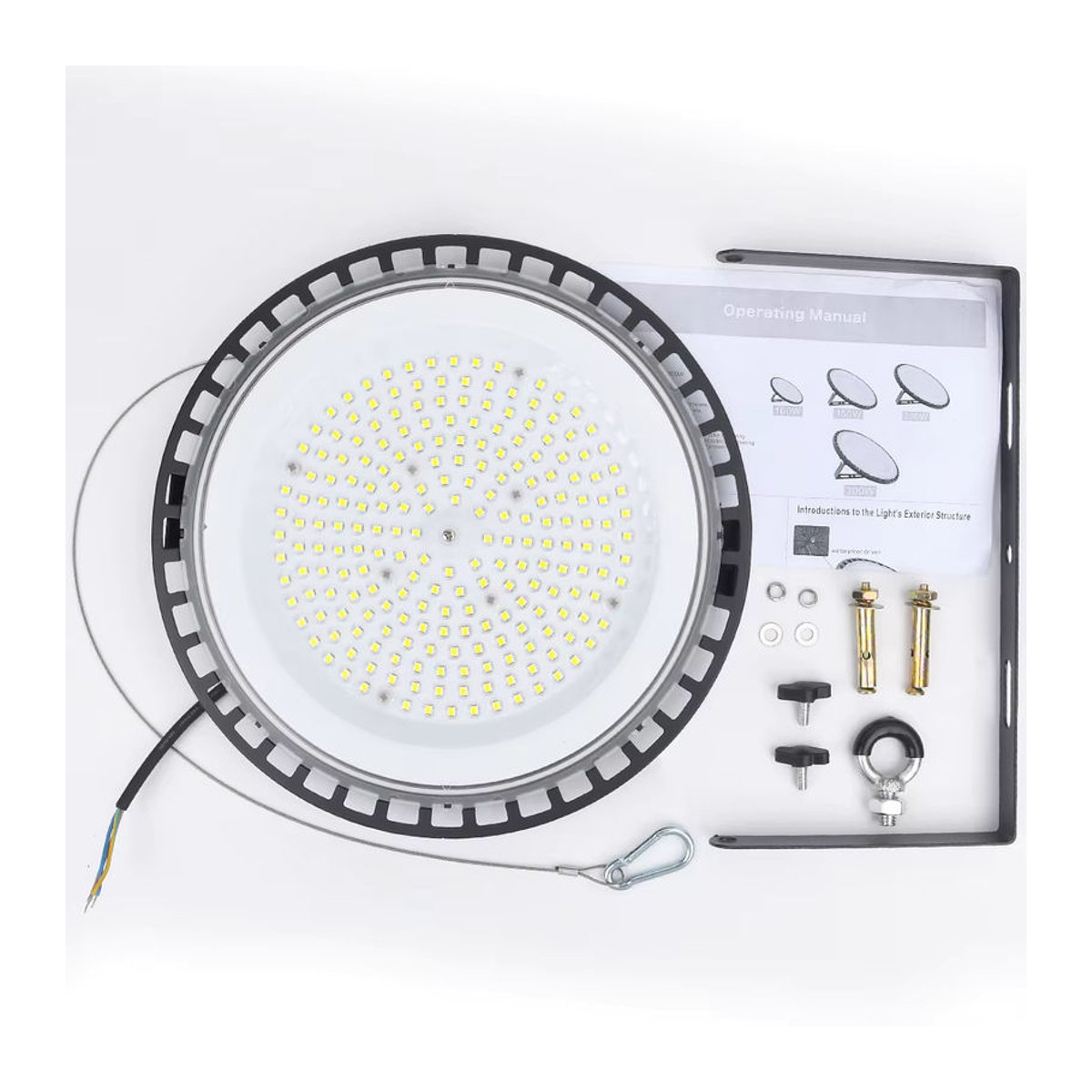 Burhui LED Industriebeleuchtung UFO High Bay Shop Light 200W Schwarz aus Aluminium - Bild 6