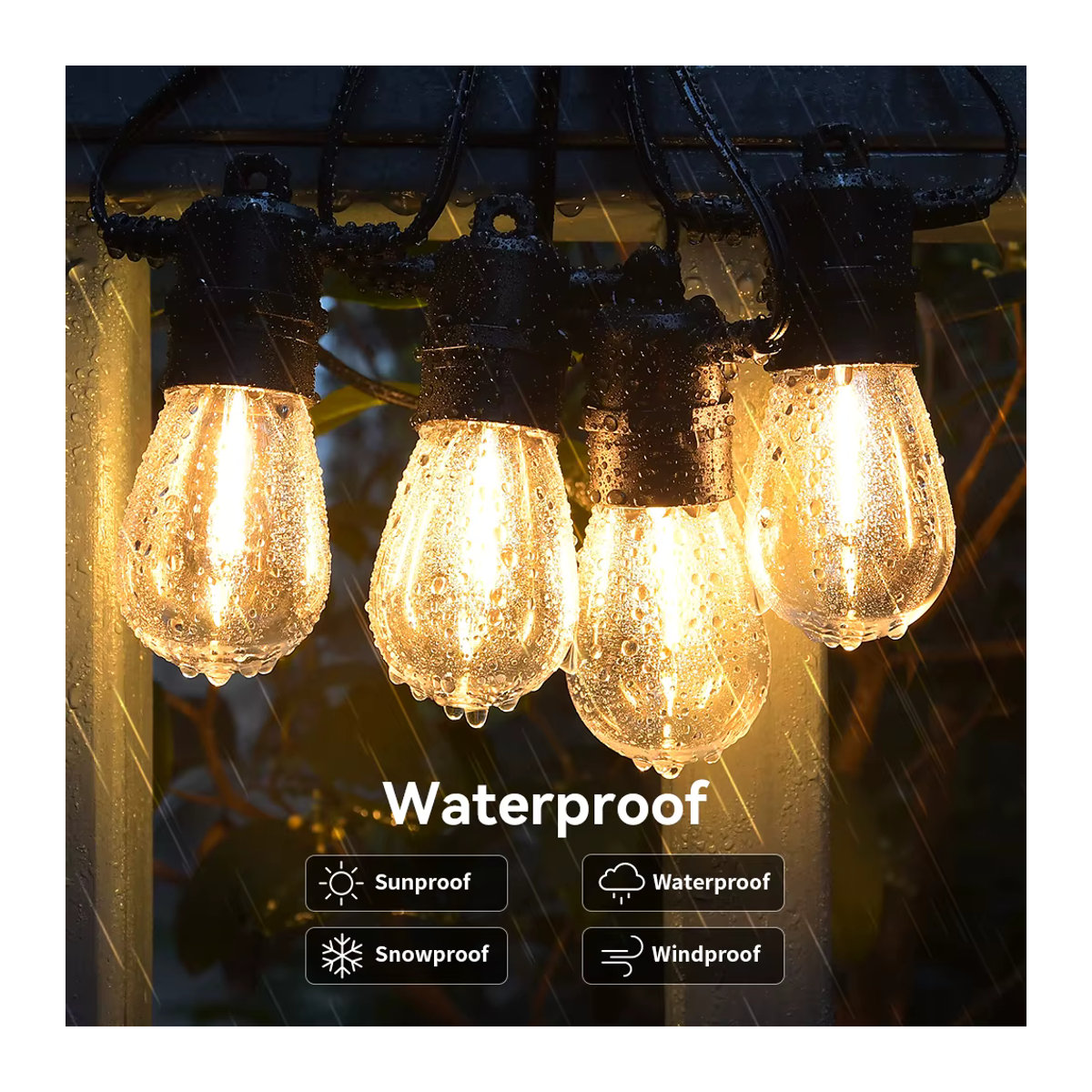 Burhui S14 Solar LED Lichterkette Retro Schwarz Wasserdichte Outdoor Girlande für Garten und Hinterhof - Bild 3