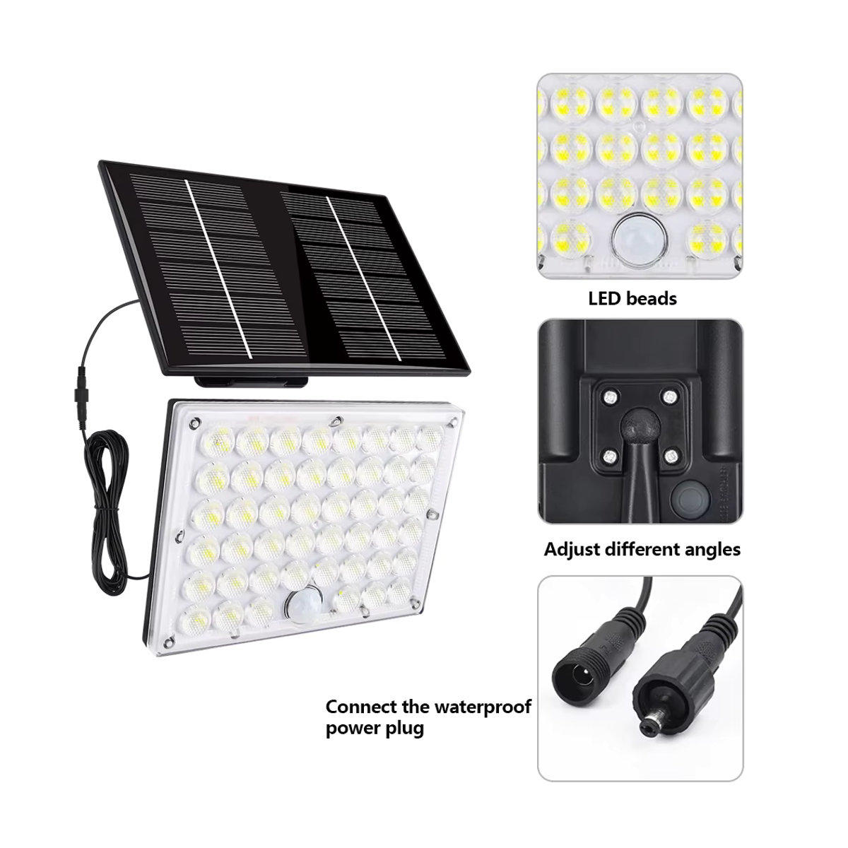 Burhui Solar-LED-Flutlicht in Weiß mit Bewegungsmelder und 3 Modi als wasserdichter Außenstrahler für Garten und Garage - Bild 4