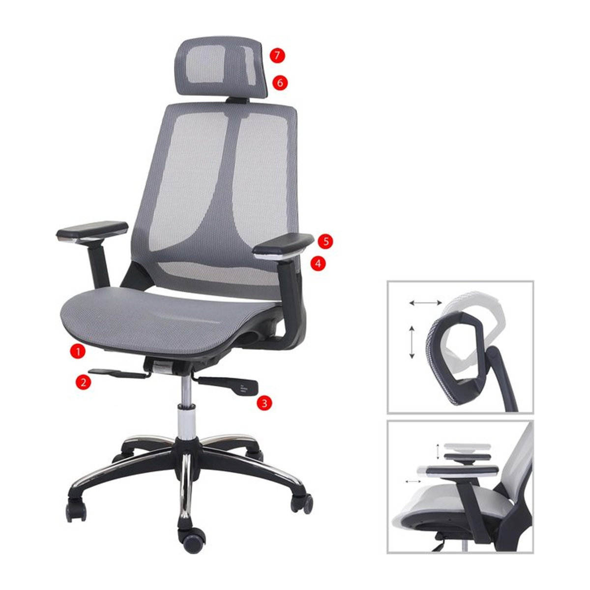 Bürostuhl MCW-A59 Schreibtischstuhl mit Sliding-Funktion in Grau - Bild 1