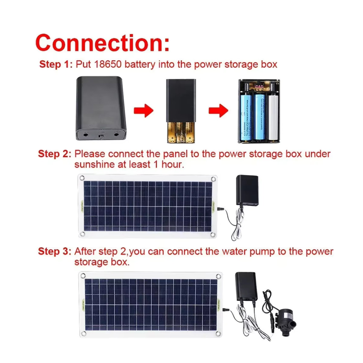 Bürstenloses Solar Wasserpumpen-Kit 800L/H in Schwarz für Pool, Teich, Vogelbad und Gartenbrunnen - Bild 5