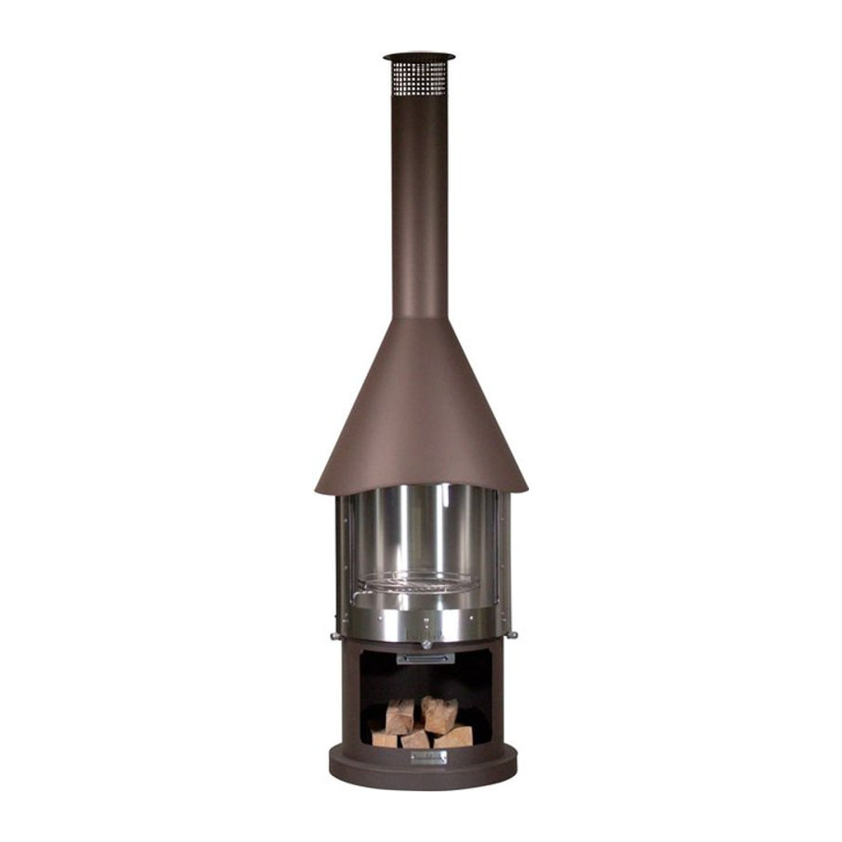 Buschbeck Grillkamin Melbourne in Braun mit Edelstahl, Glas und Metall, B/H/T: 65 x 230 x 65 cm - Bild 1