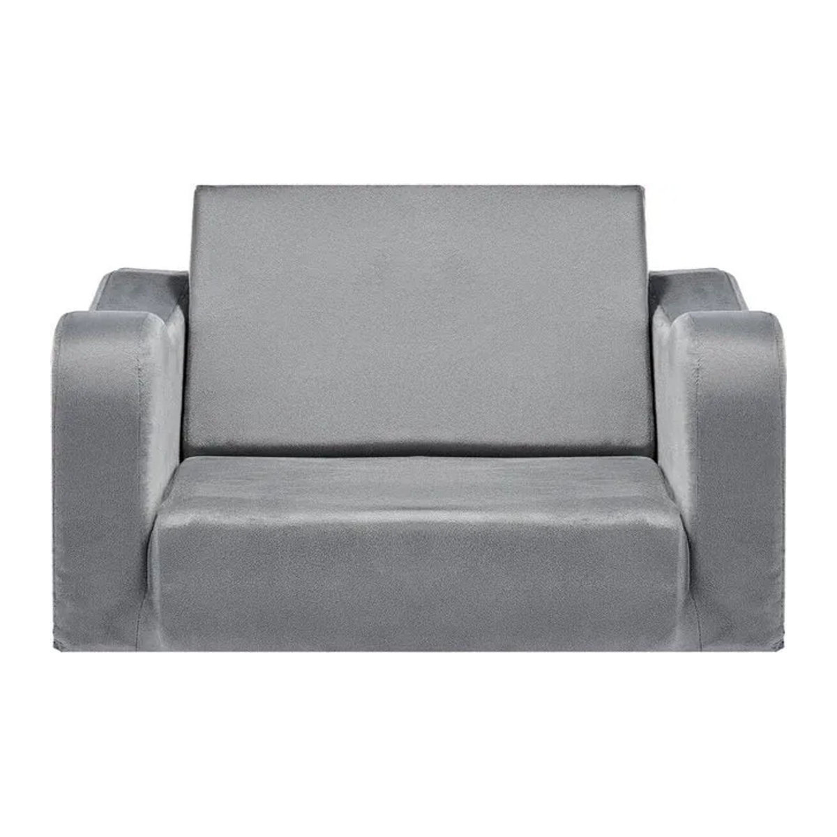 Buying Solutions MB 2-in-1 Kindersofa Grau, faltbares Kleinkind-Weichsofa aus Stoff und Samt mit Armlehnen, umwandelbarer Kleinkindstuhl zum Liegesessel, B/T/H: 60 x 44,5 x 40,5 cm - Bild 1