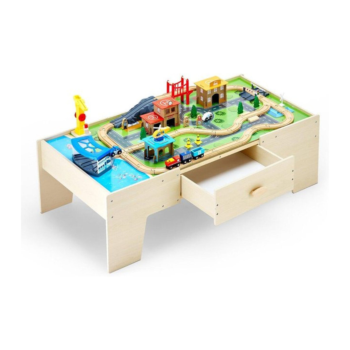 Buying Solutions MB Aktivitätentisch aus Holz mit großer Schublade in Natur und Bunt, Spieltisch im skandinavischen Design, B/T/H: 62,1 x 39,4 x 16 cm - Bild 1