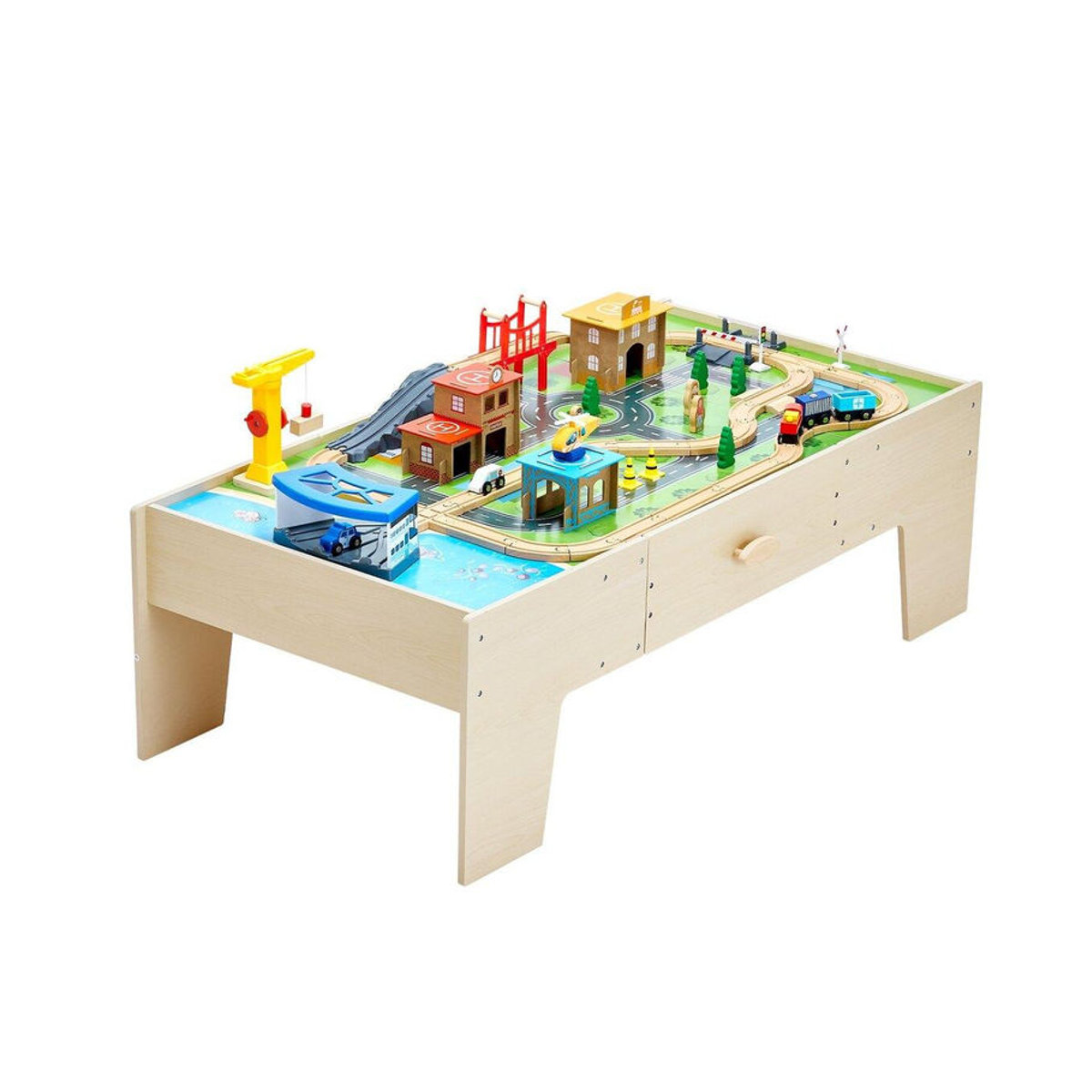 Buying Solutions MB Aktivitätentisch aus Holz mit großer Schublade in Natur und Bunt, Spieltisch im skandinavischen Design, B/T/H: 62,1 x 39,4 x 16 cm - Bild 3