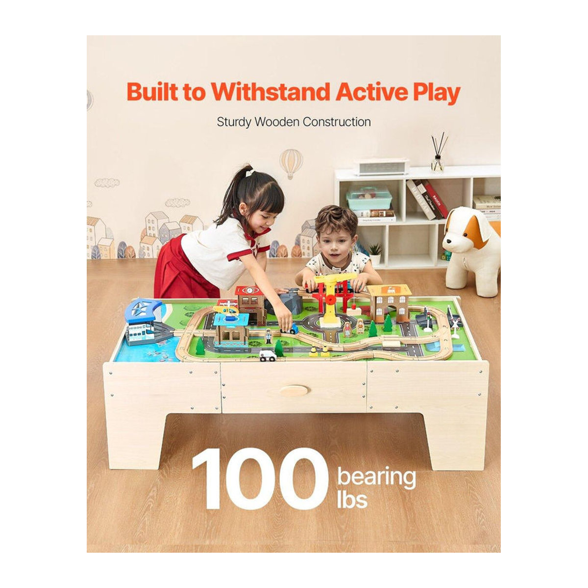 Buying Solutions MB Aktivitätentisch aus Holz mit großer Schublade in Natur und Bunt, Spieltisch im skandinavischen Design, B/T/H: 62,1 x 39,4 x 16 cm - Bild 7