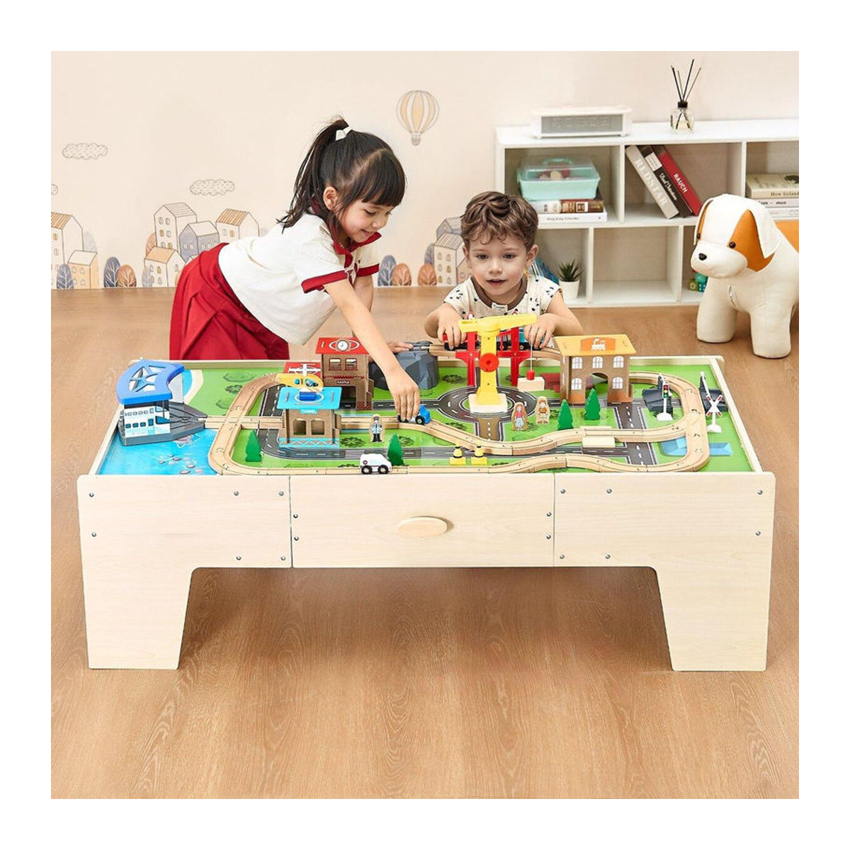 Buying Solutions MB Aktivitätentisch aus Holz mit großer Schublade in Natur und Bunt, Spieltisch im skandinavischen Design, B/T/H: 62,1 x 39,4 x 16 cm - Bild 8
