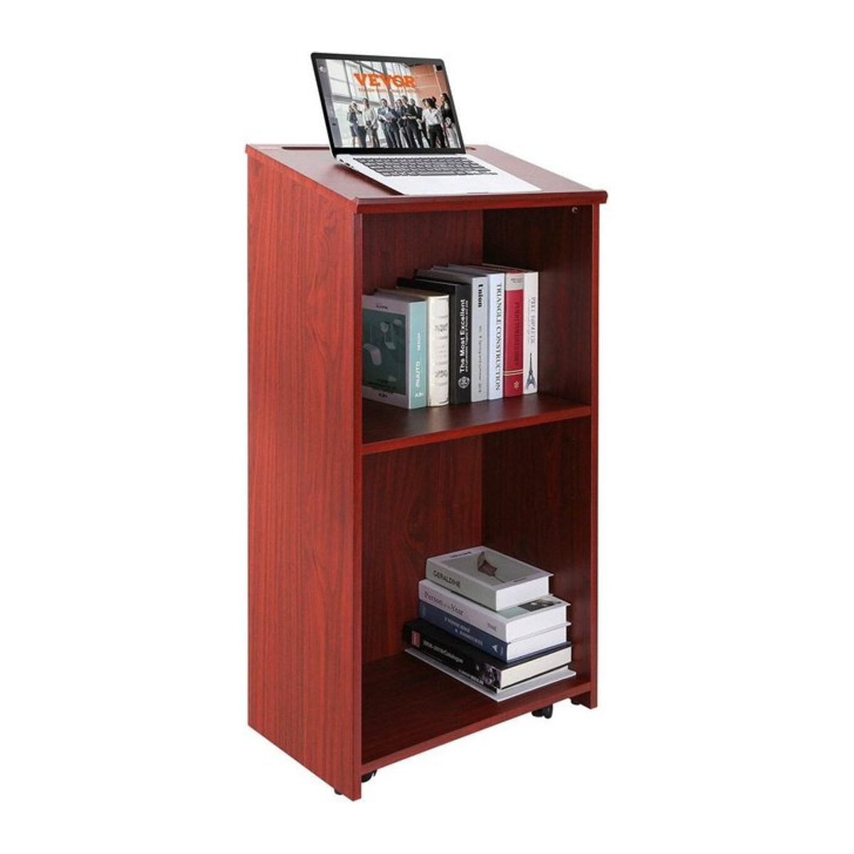 Buying Solutions, MB Empfangstisch Podium aus Holz in Braun mit Rollen und Ablagefächern, H: 114,3 cm, B: 120 cm, T: 47 cm - Bild 1