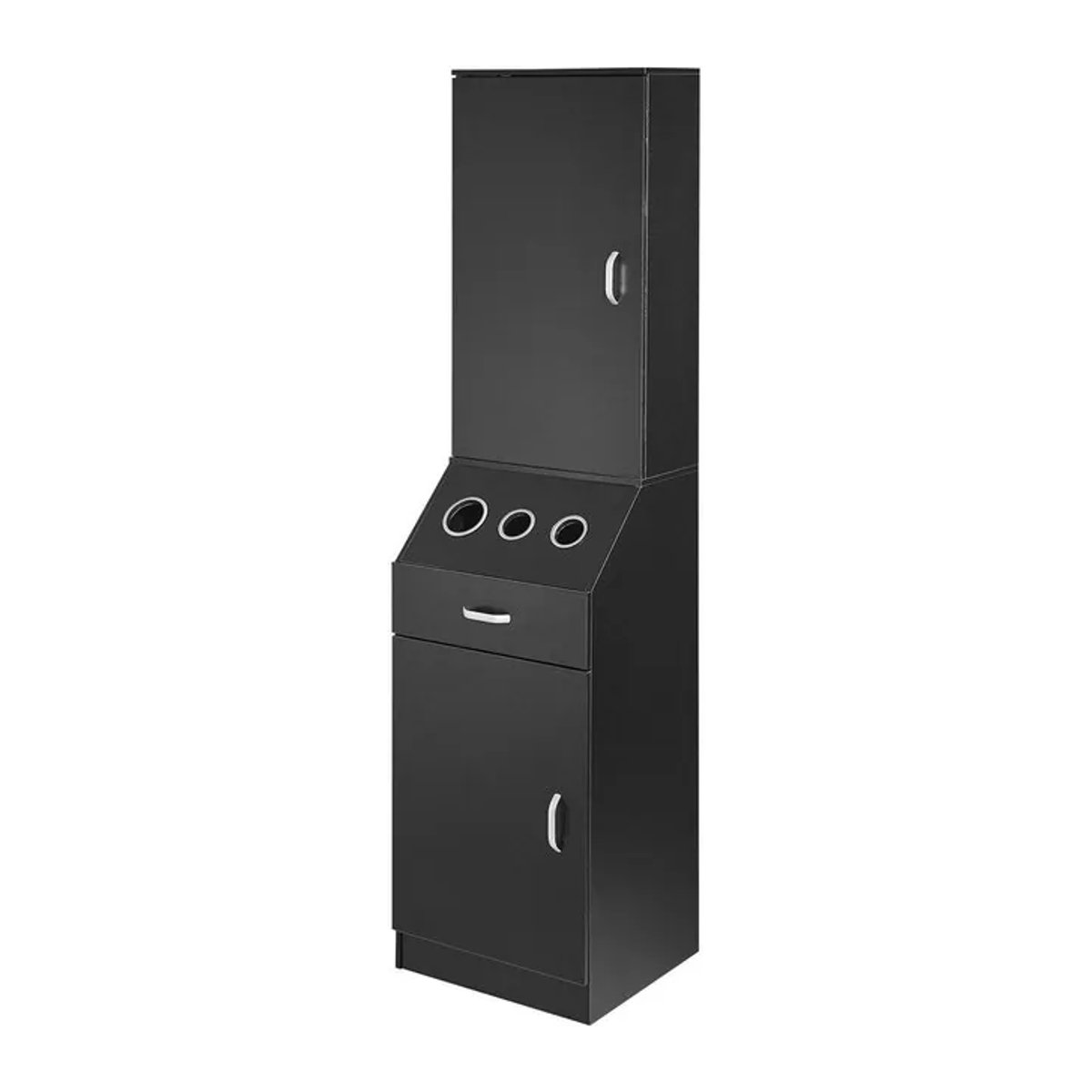 Buying Solutions, MB Friseursalon-Station Set in Schwarz mit 3 Fönhaltern, Schränken und Schublade aus MDF und Metall - Bild 1