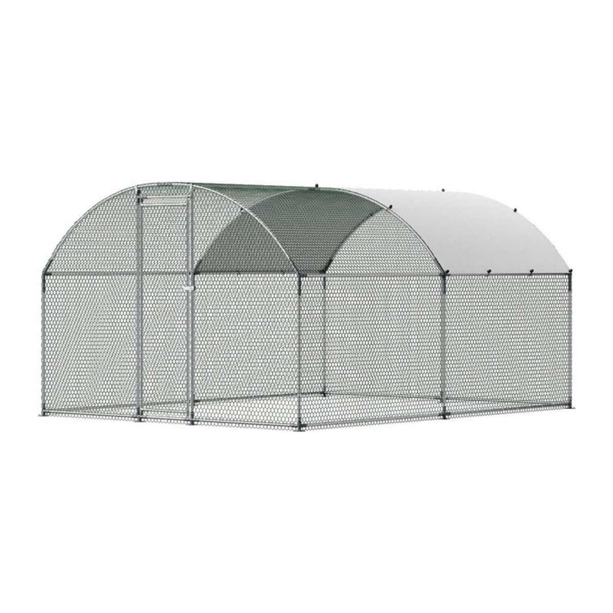 Buying Solutions MB Großer Metall-Hühnerstall mit Kuppeldach und Sicherheitsverschluss, Alufarben, B: 399 cm, T: 400 cm, H: 198 cm - Bild 1
