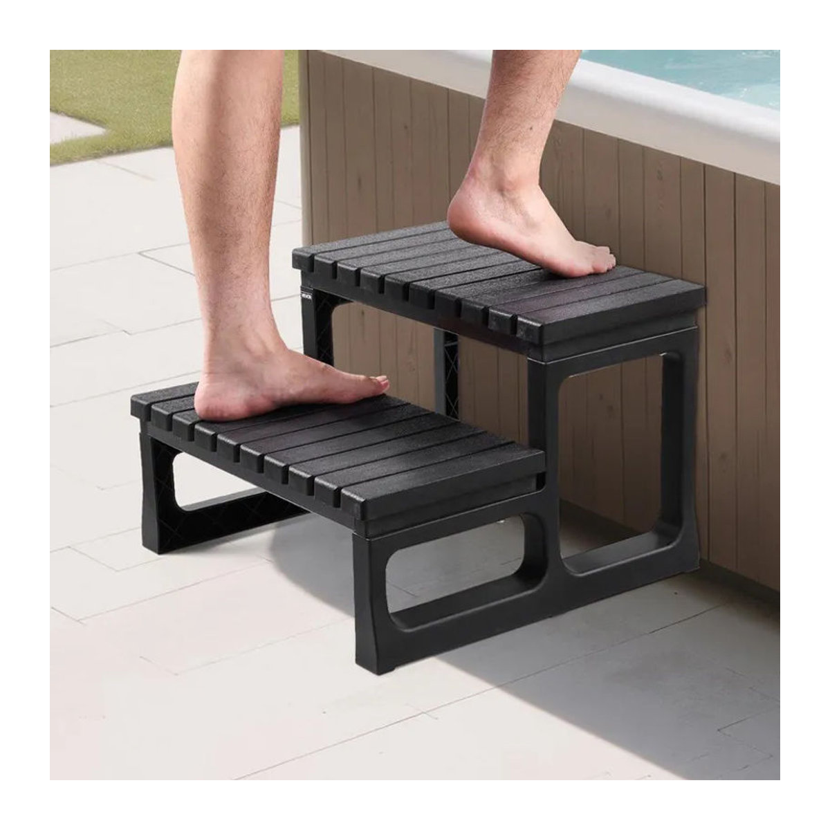 Buying Solutions MB Jacuzzi Treppe mit 2 Stufen für Spa und Pool in Schwarz aus Polypropylen und Fiberglas, Breite: 59,95 cm - Bild 6