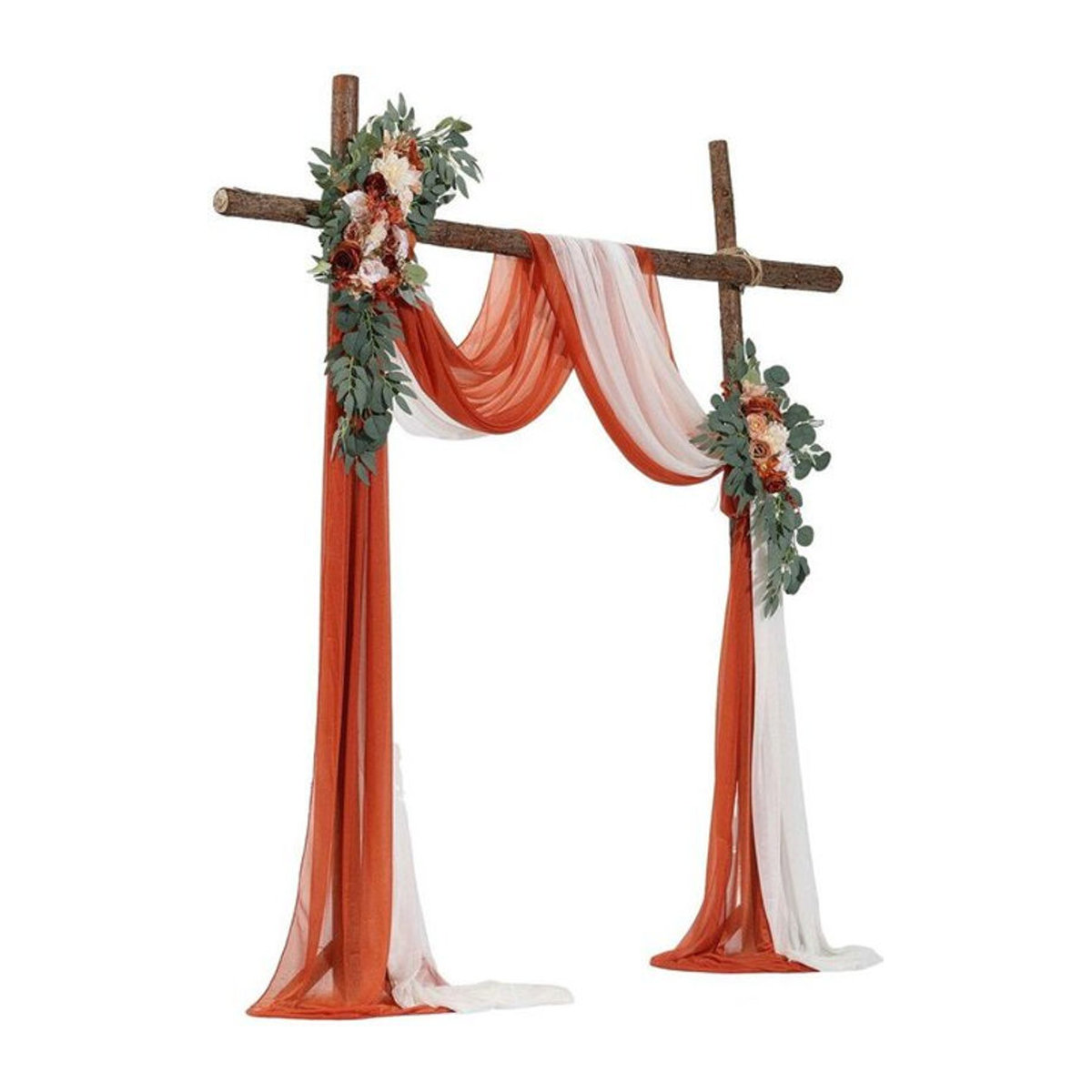 Buying Solutions, MB Künstliches Hochzeitsbogen Blumen Set in Orange, Weiß und Creme mit Textilvorhängen für Bohemian Dekoration - Bild 1