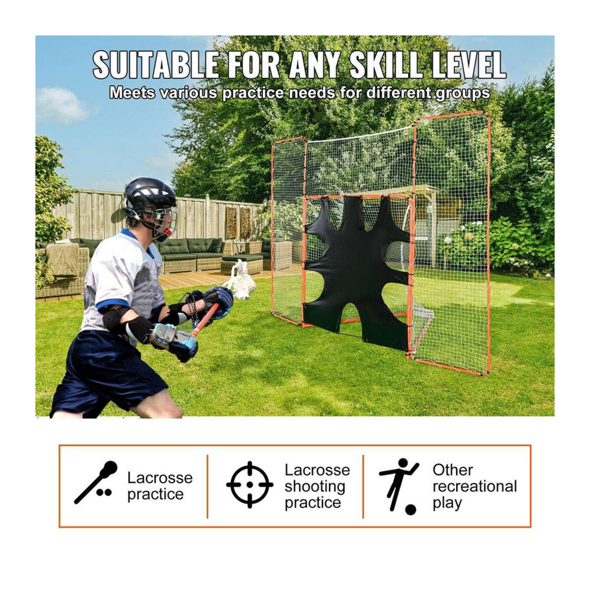 Buying Solutions MB Lacrosse 3-in-1 Trainingsnetz mit Boden und Ziel, Stahlrahmen, B: 3,6 m x H: 2,7 m - Bild 11