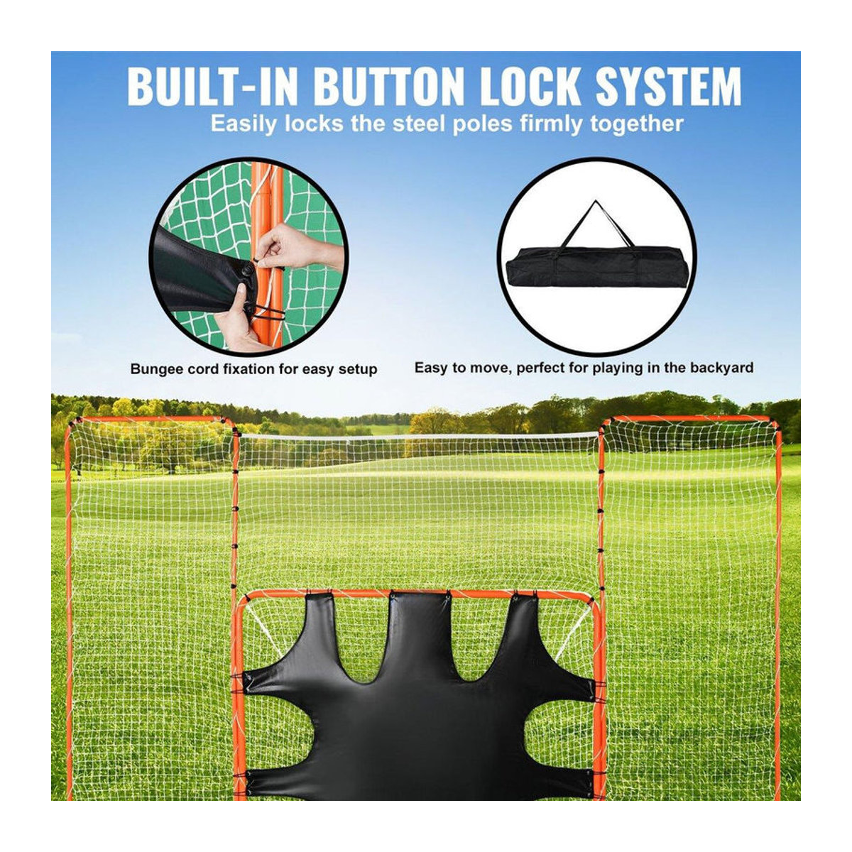 Buying Solutions MB Lacrosse 3-in-1 Trainingsnetz mit Boden und Ziel, Stahlrahmen, B: 3,6 m x H: 2,7 m - Bild 10