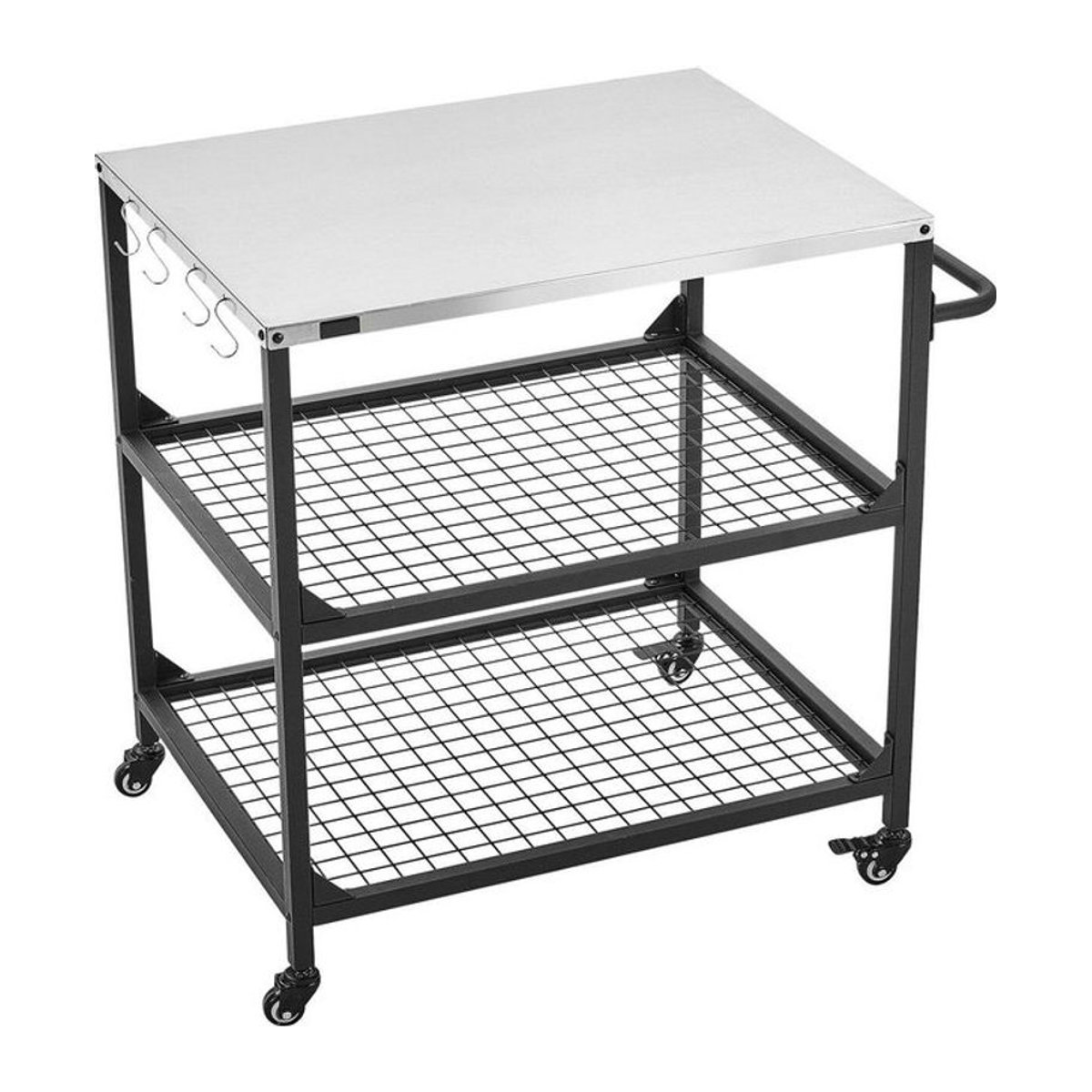 Buying Solutions MB Outdoor Grillwagen aus Edelstahl mit 4 Rädern, Seitenhenkeln und zwei Gitterböden, B/T: 80 x 61 cm - Bild 1