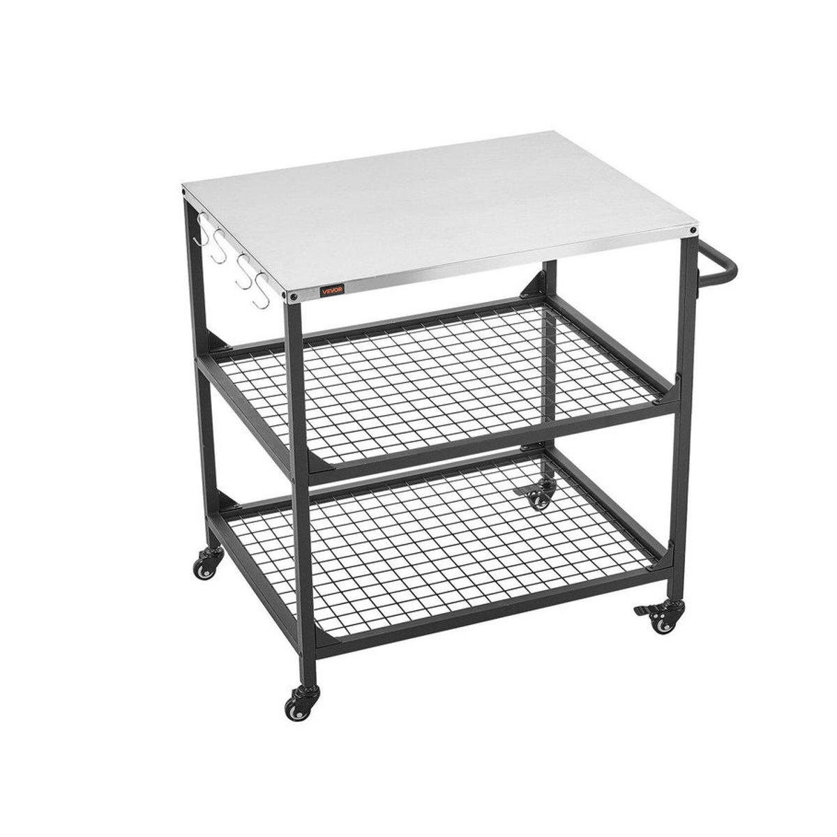 Buying Solutions MB Outdoor Grillwagen aus Edelstahl mit 4 Rädern, Seitenhenkeln und zwei Gitterböden, B/T: 80 x 61 cm - Bild 2