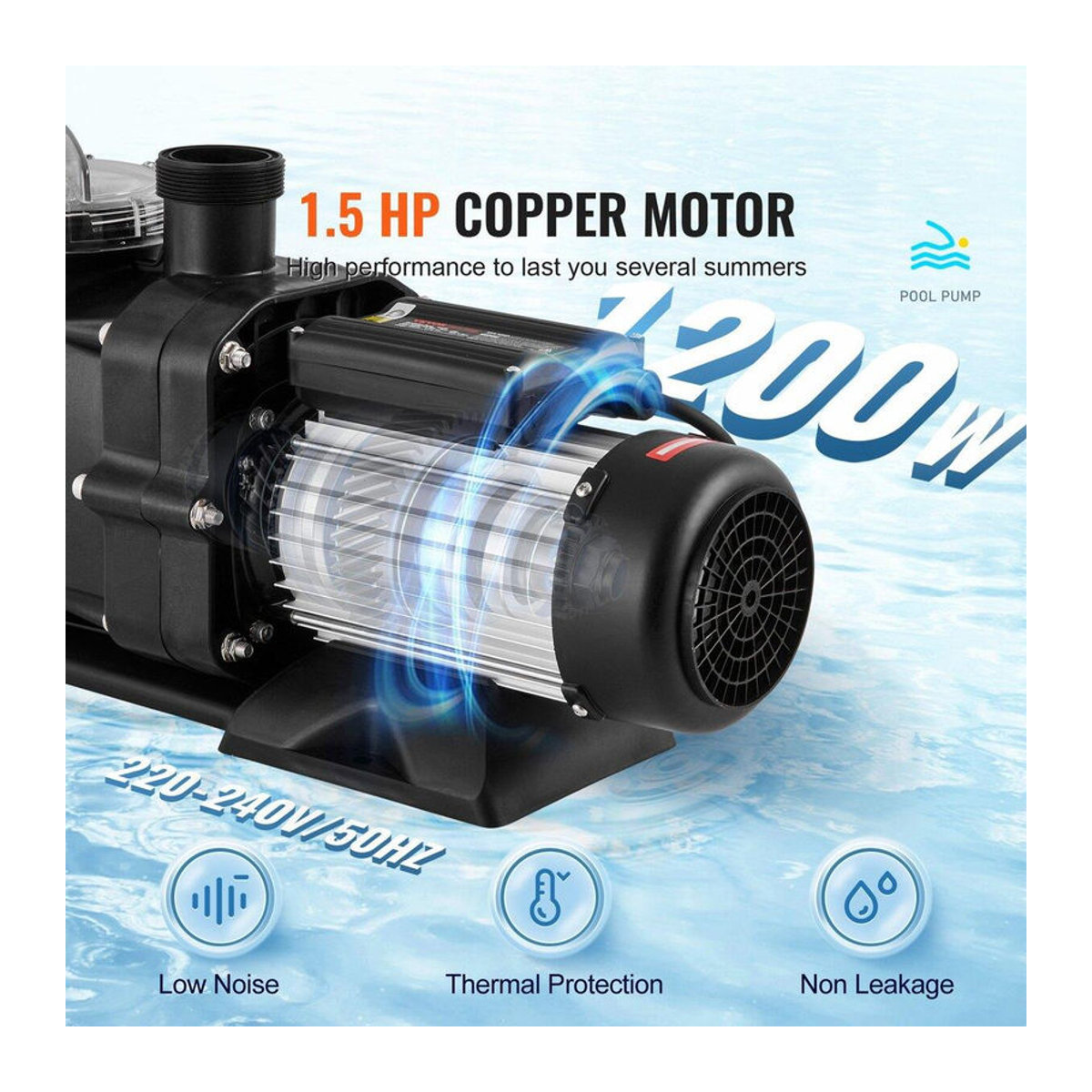 Buying Solutions MB Poolpumpe für Aufstellpools, 1,5 CV, 100 GPM, 2850 tr/min, Schwarz - Bild 9