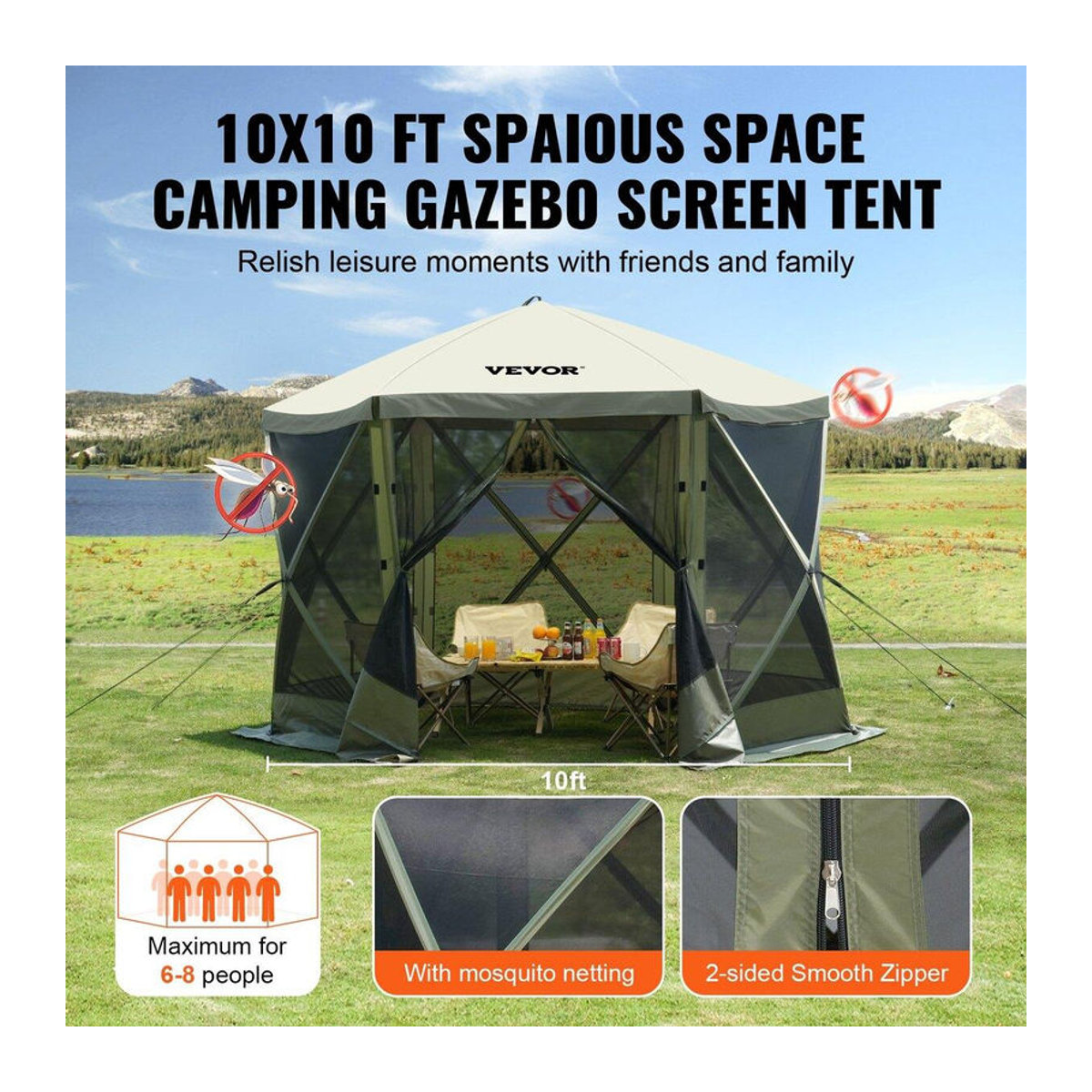 Buying Solutions MB Pop-up Gazebo Zelt 6-seitiges Klappzelt Sonnenschutz Grün - Bild 2