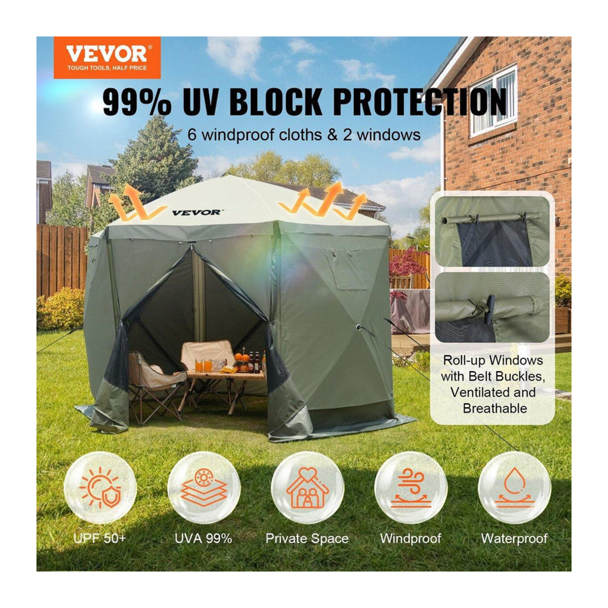 Buying Solutions MB Pop-up Gazebo Zelt 6-seitiges Klappzelt Sonnenschutz Grün - Bild 4
