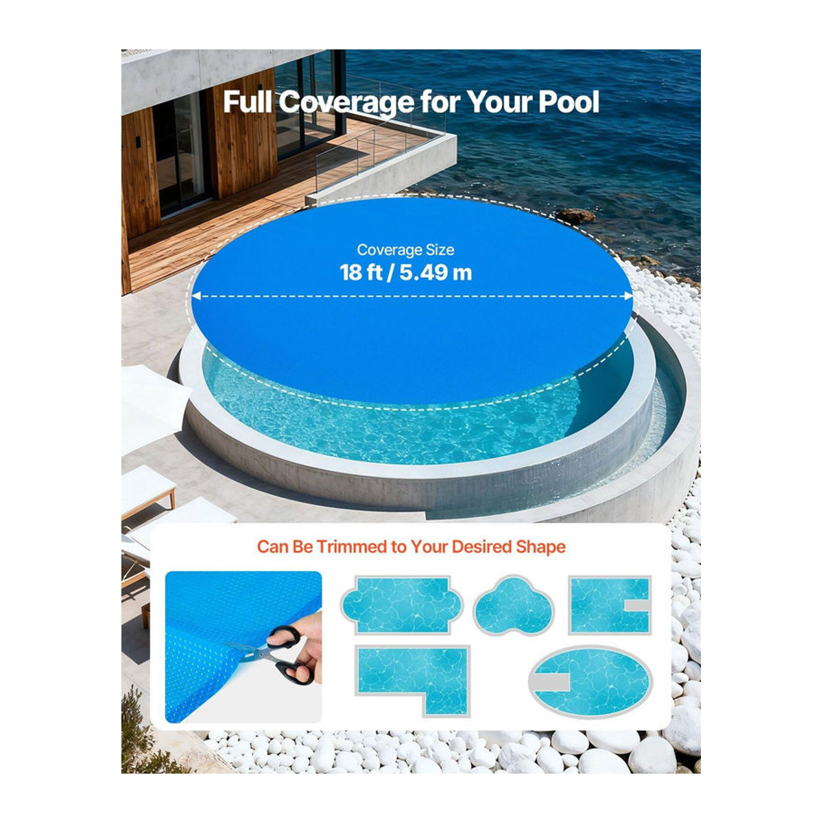 Buying Solutions MB Solar-Abdeckplane für runde Pools, Luftpolsterfolie aus PE-Material, Durchmesser: 5,49 m, 16 Mil Stärke - Bild 7