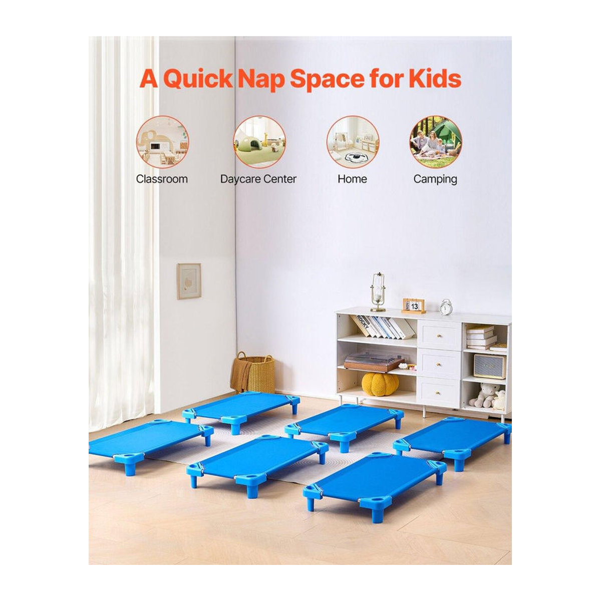 Buying Solutions MB Stapelbares Kinderbett für Kindergärten in Blau, 6er Pack - Bild 10
