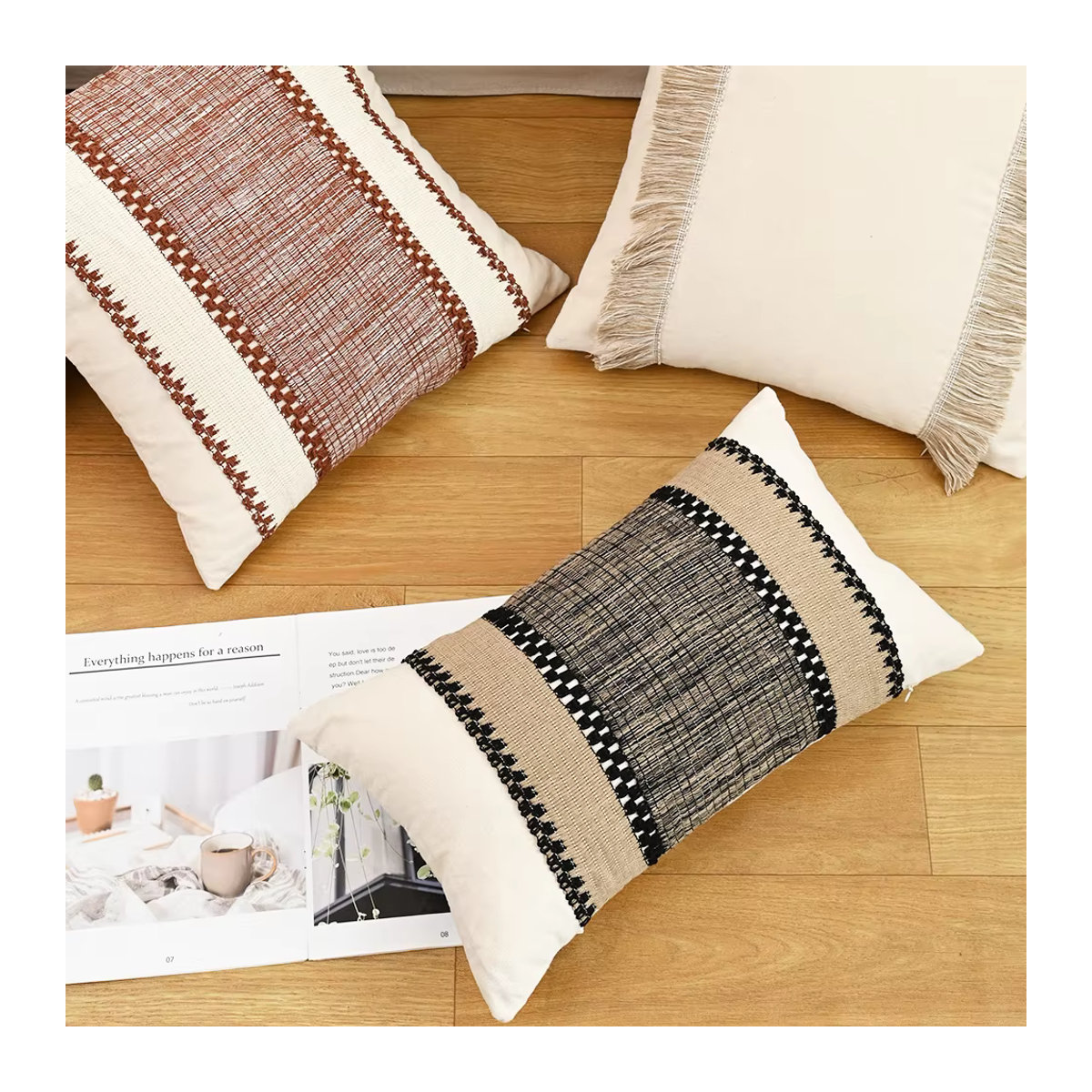 BUYNOW Kissenbezug aus Baumwolle mit Spitzenbesatz im Retro-Design, mehrfarbig - Bild 3