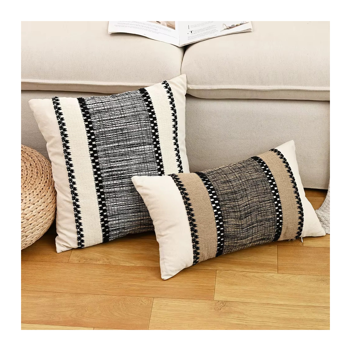 BUYNOW Kissenbezug aus Baumwolle mit Spitzenbesatz im Retro-Design, mehrfarbig - Bild 4