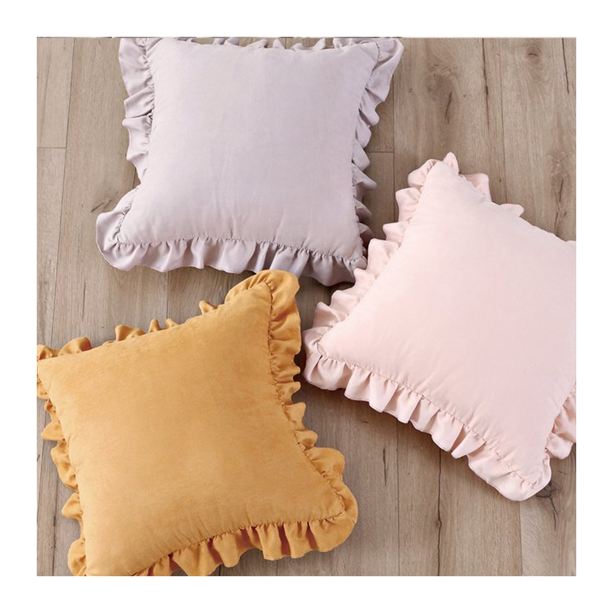 BUYNOW Kissenbezug aus Wildleder mit Rüschen in Grün und Mehrfarbig für Sofa und Schlafzimmer - Bild 1