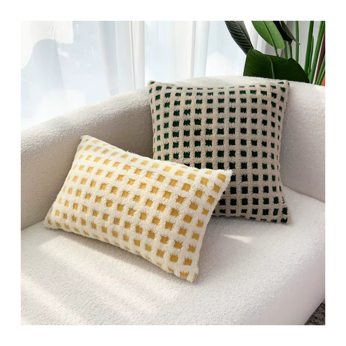 BUYNOW Plüschgitter Kissenbezug für Sofa und Wohnzimmer, lila/mehrfarbig, ohne Kissenkern - Bild 4