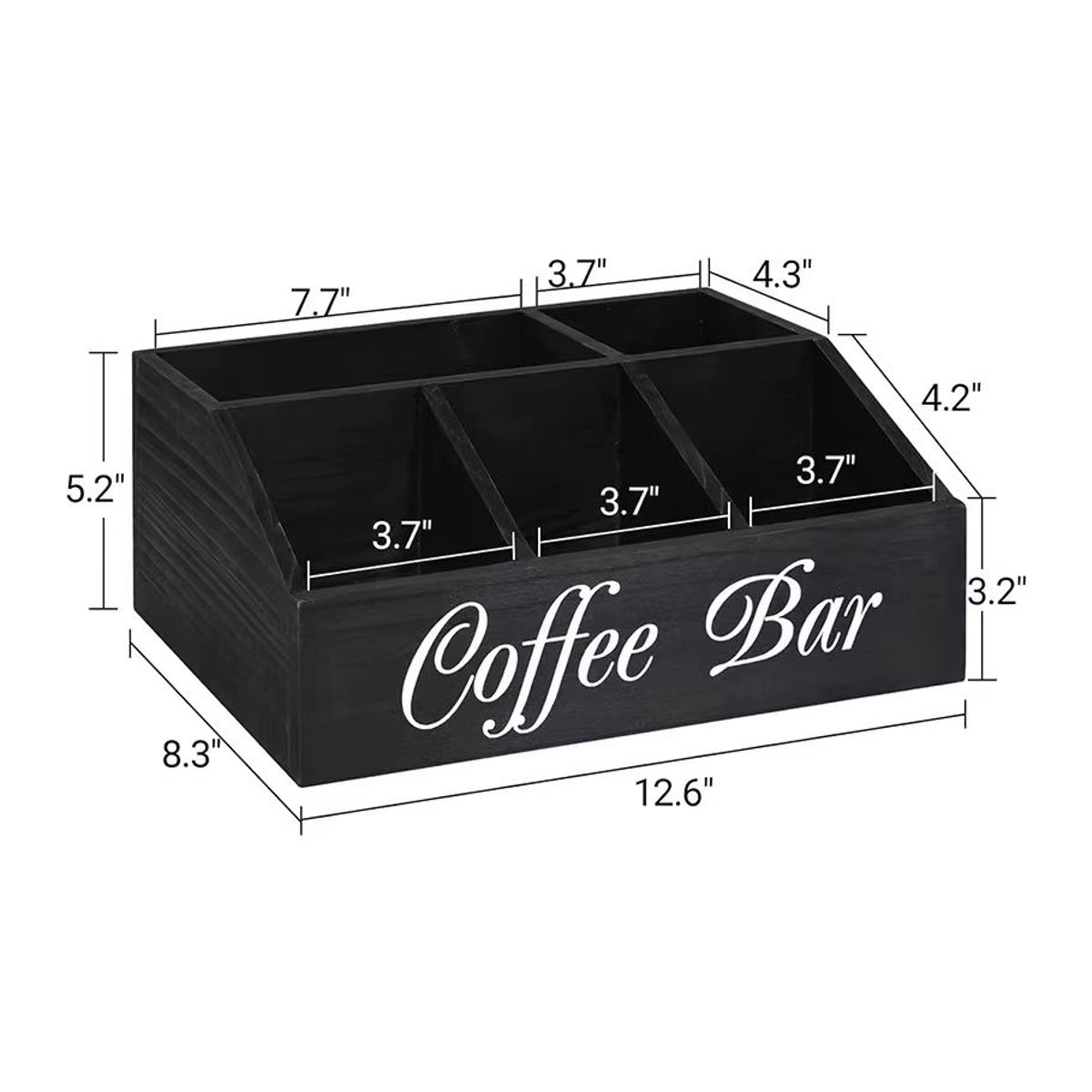 Buyyes Kaffeestation Organizer aus Holz in Schwarz oder Weiß für Kapseln und Zubehör im rustikalen Design - Bild 4