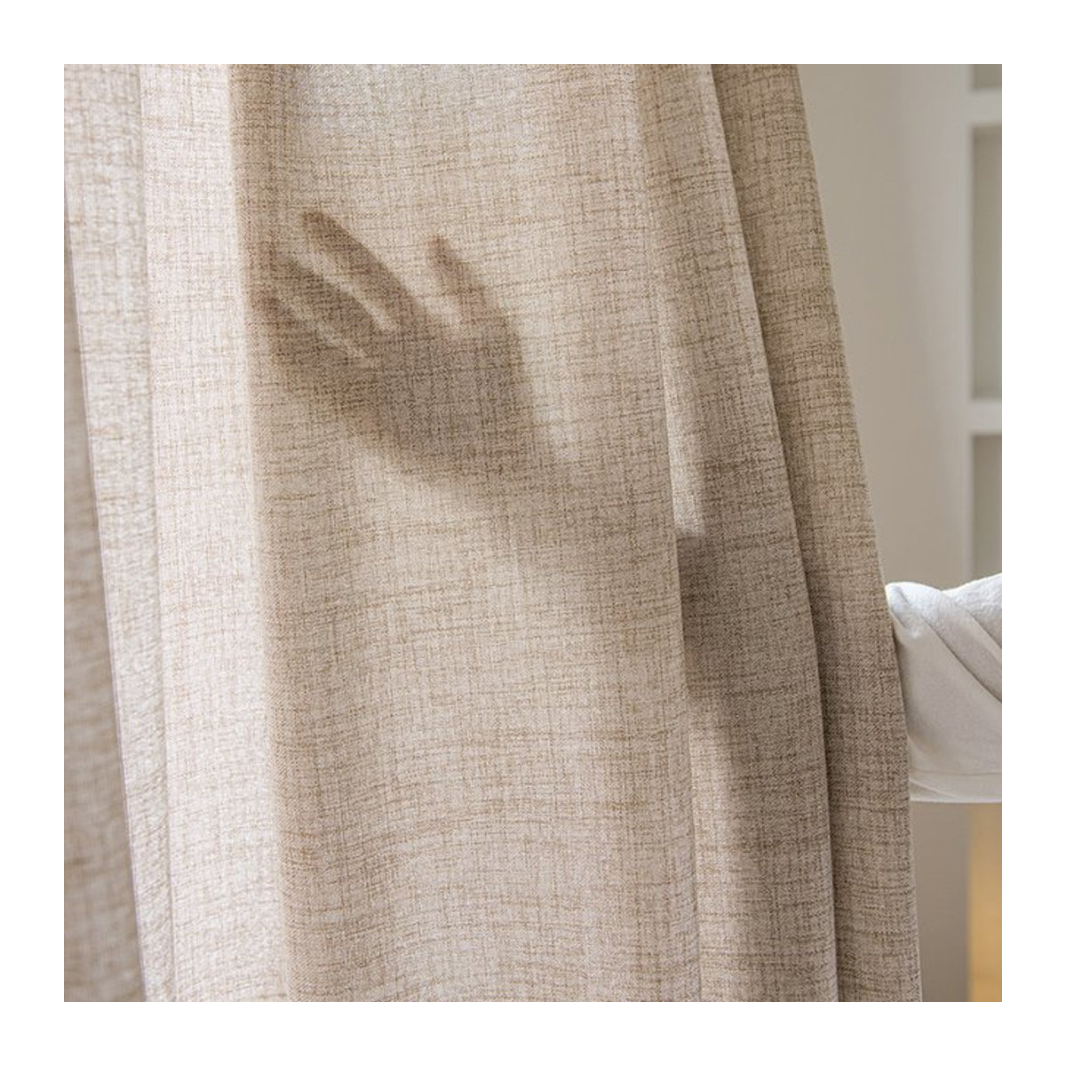 Byetee Vorhang aus Kunstleinen in Beige und Transparent, Höhe: 400 cm, lichtdurchlässiger Dekovorhang für Wohnzimmer und Esszimmer - Bild 1