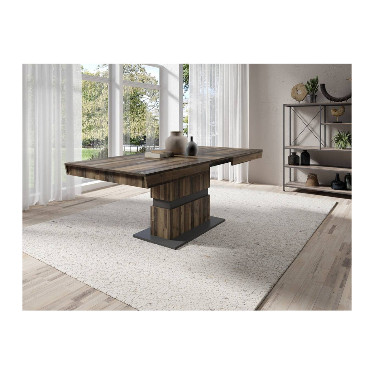 byLIVING Ausziehtisch MATTHEW in Eiche Old Wood Nachbildung, Anthrazit, Rechteckig, B/H/T: 140 x 75 x 90 cm - Bild 6