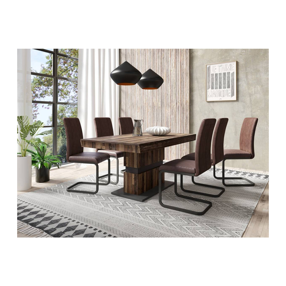 byLIVING Ausziehtisch MATTHEW in Eiche Old Wood Nachbildung, Anthrazit, Rechteckig, B/H/T: 140 x 75 x 90 cm - Bild 7