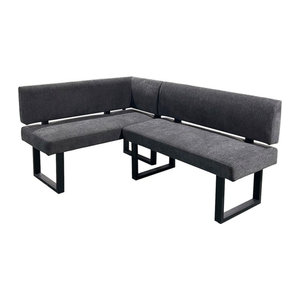 byLIVING Eckbank VANCOUVER Modern in Anthrazit und Schwarz mit Stoffbezug und Metallgestell, Breite: 182 cm
