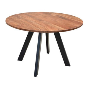 byLIVING Esstisch TARA Massivholztisch aus Akazie in Natur und Schwarz, Breite: 120 cm