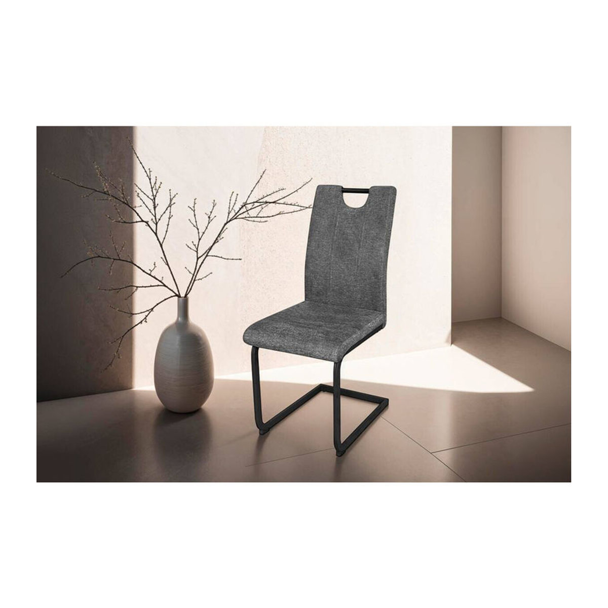 byLIVING Esszimmerstuhl BANFF 2er-Set Modern Anthrazit mit schwarzem Gestell B/H/T: 42 x 97 x 58 cm - Bild 1