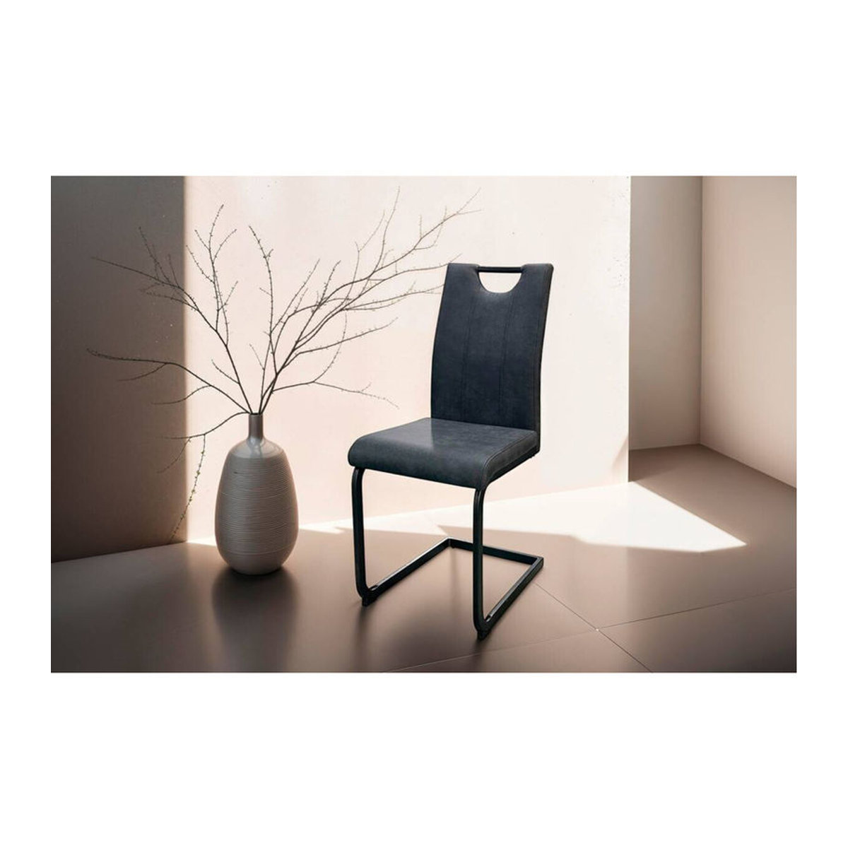 byLIVING Esszimmerstuhl BANFF 2er-Set Modern Anthrazit mit schwarzem Metallgestell B/H/T: 42 x 97 x 58 cm - Bild 1