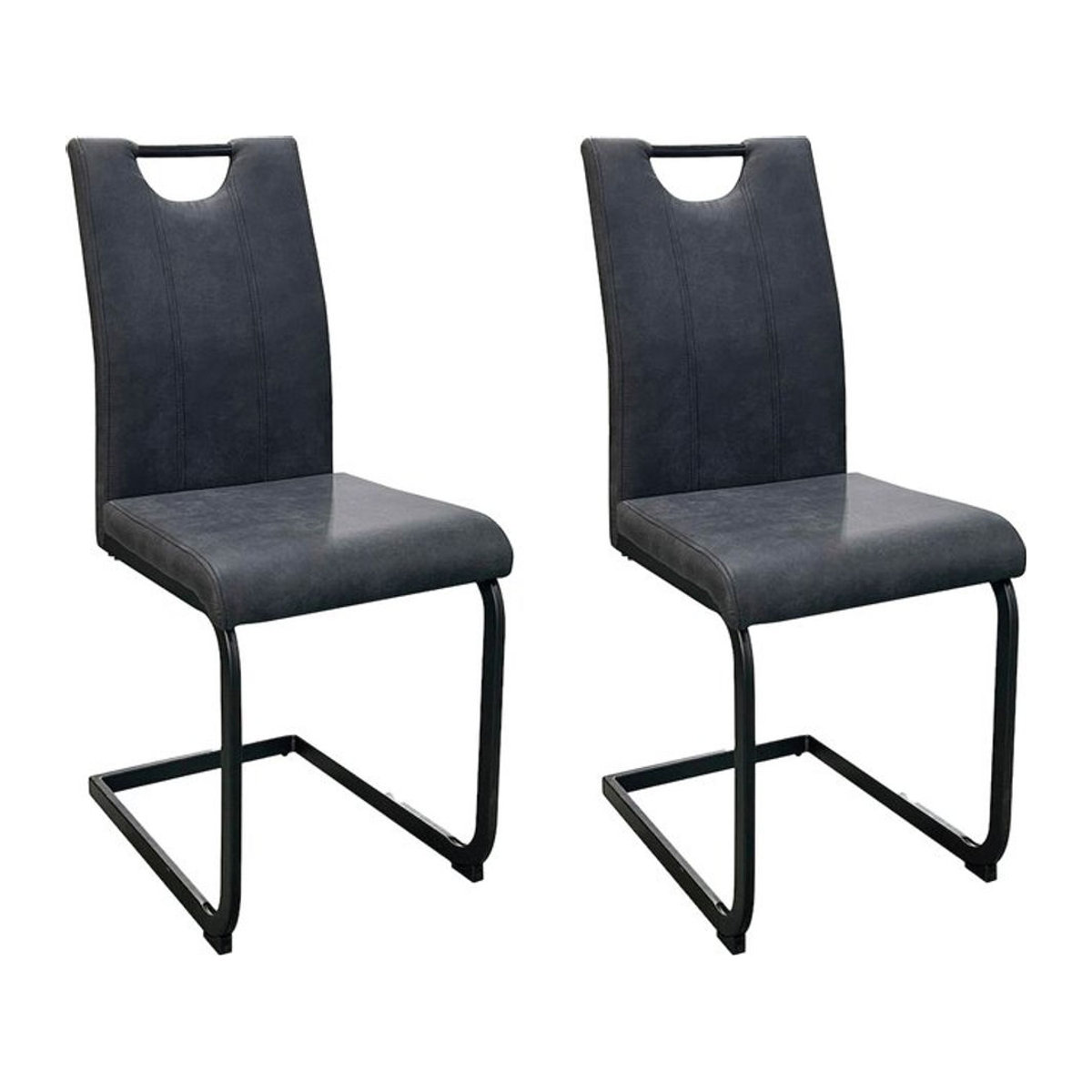 byLIVING Esszimmerstuhl BANFF 2er-Set Modern Anthrazit mit schwarzem Metallgestell B/H/T: 42 x 97 x 58 cm - Bild 3