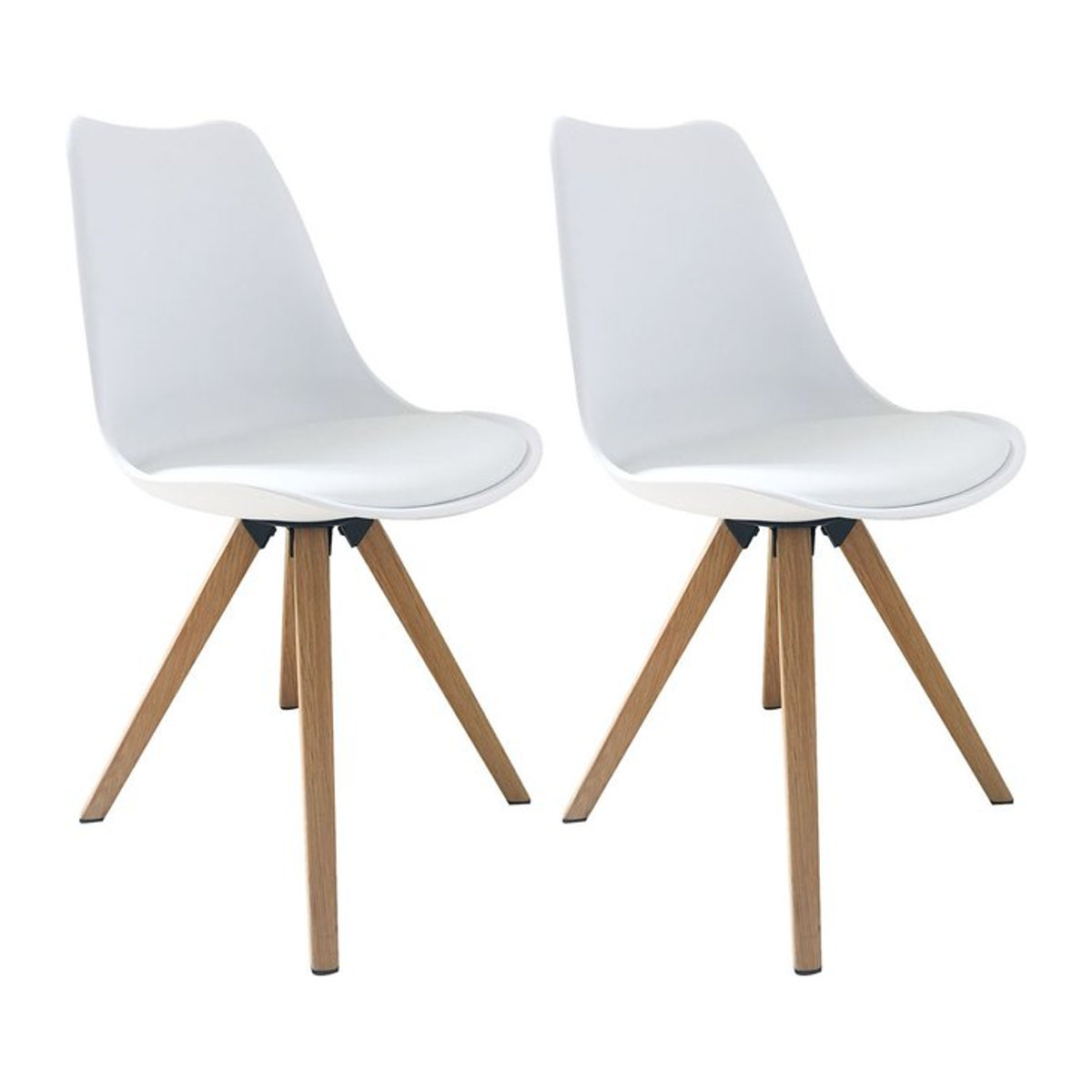 byLIVING Esszimmerstuhl KIRA 2er Set, Kunstleder Weiß, Gestell Eiche-Optik, Skandinavischer Stil, B/H/T: 48 x 86 x 55,5 cm - Bild 1