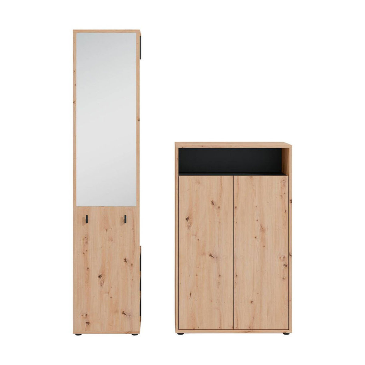 byLIVING Garderoben-Set LYON in Eiche Natur und Schwarz, B/H/T: 110 x 185 x 35 cm - Bild 2