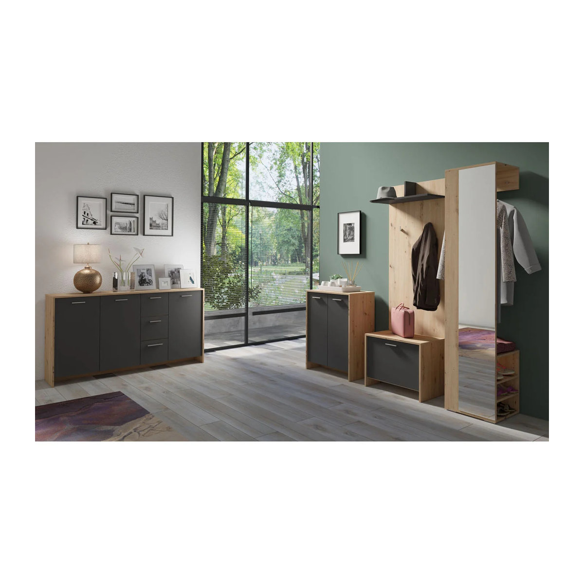 byLIVING Garderobenschrank BEN in Eiche Natur mit Drehtüren, B/T/H: 40 x 35 x 184 cm - Bild 2