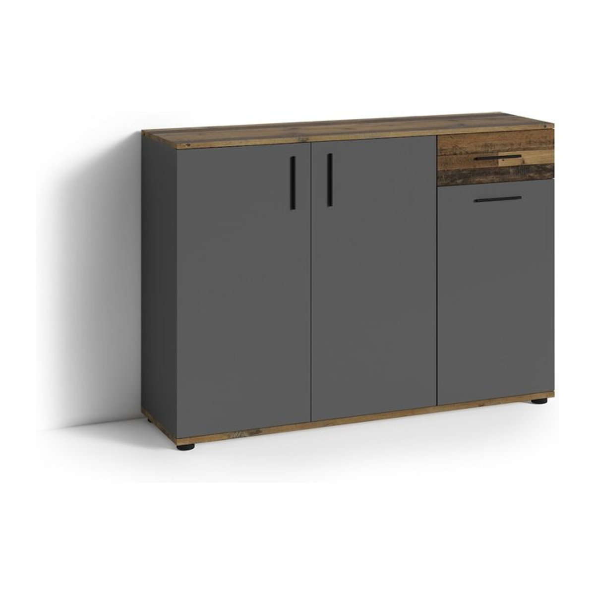 byLIVING Kommode Jakob im Industrial Design, Breite: 110 cm, Old Wood (Altholz-Optik) und Anthrazit - Bild 1