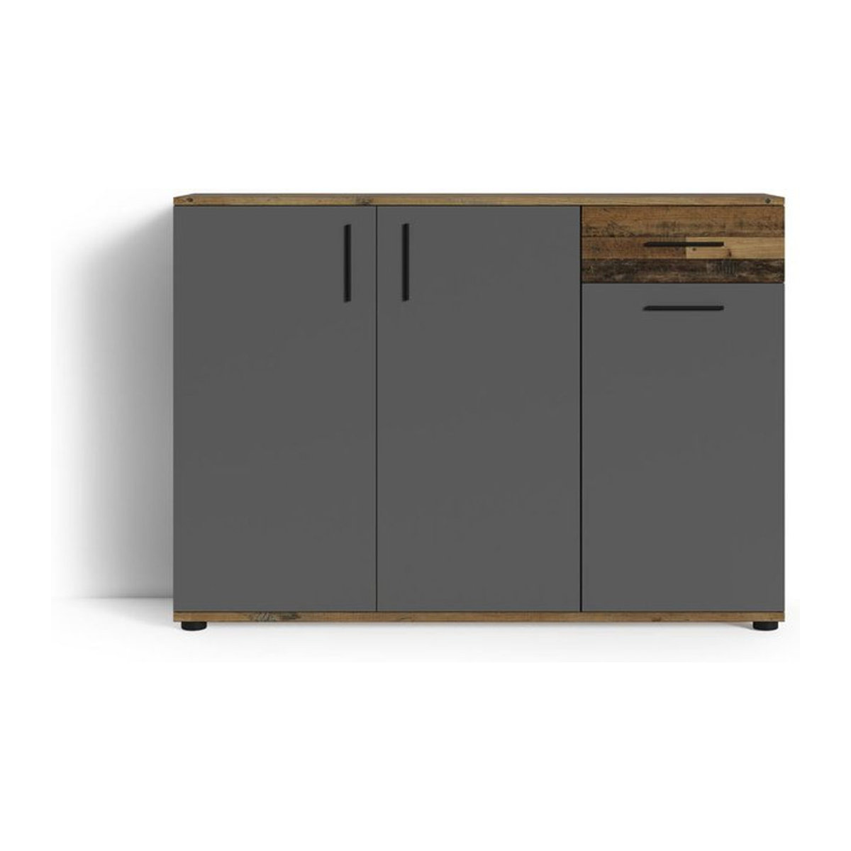 byLIVING Kommode Jakob im Industrial Design, Breite: 110 cm, Old Wood (Altholz-Optik) und Anthrazit - Bild 2