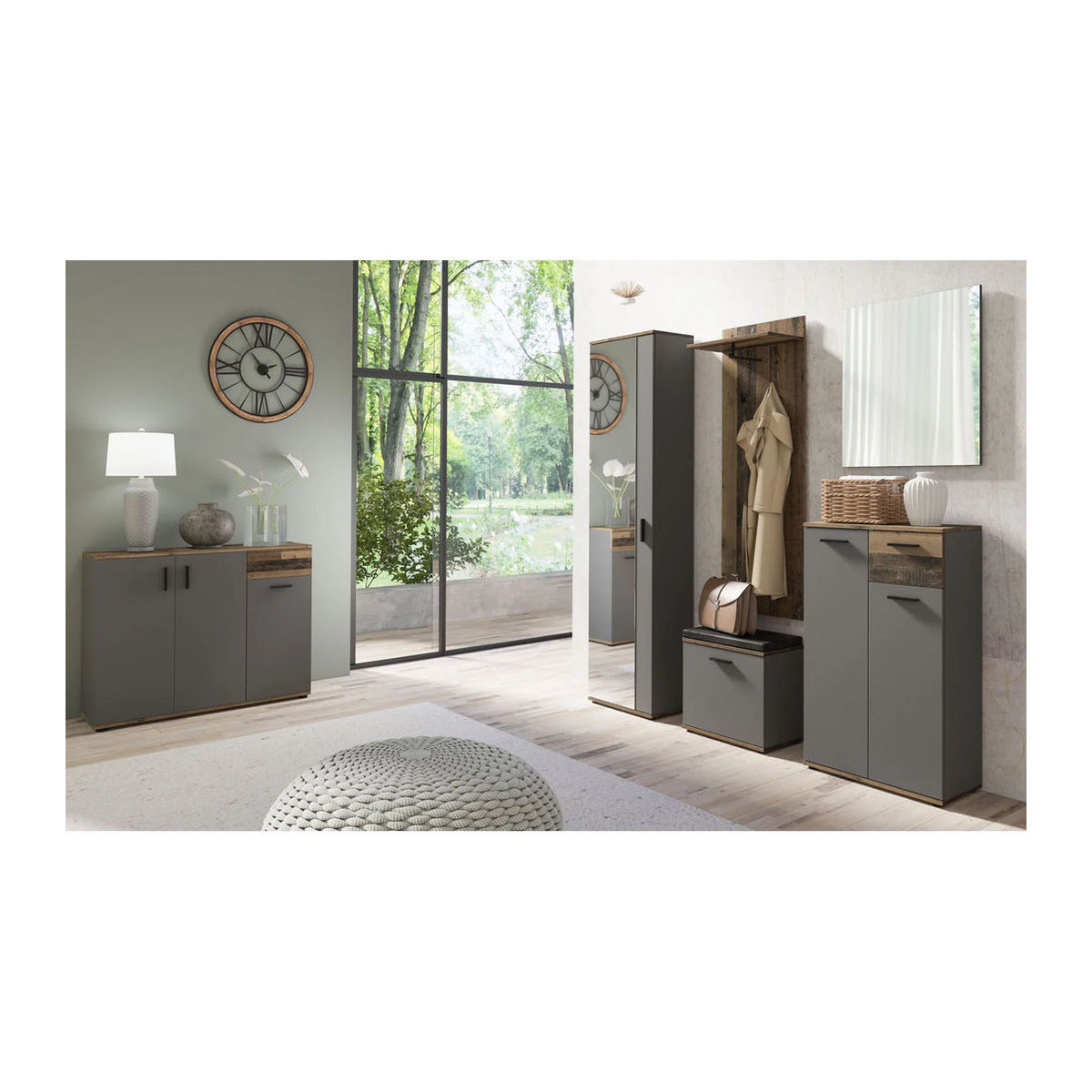 byLIVING Kommode Jakob im Industrial Design, Breite: 110 cm, Old Wood (Altholz-Optik) und Anthrazit - Bild 3