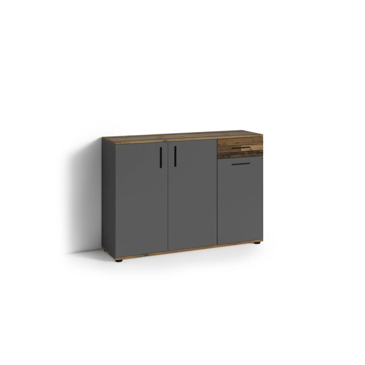 byLIVING Kommode Jakob im Industrial Design, Breite: 110 cm, Old Wood (Altholz-Optik) und Anthrazit - Bild 4